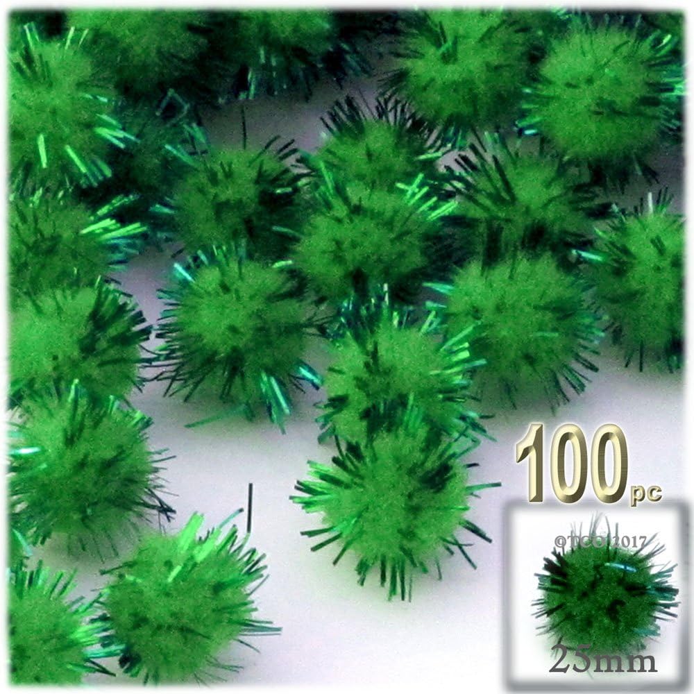 The Crafts Outlet Chenille Sparkly Pom Poms Black Porcupine 10-inch 100-pc