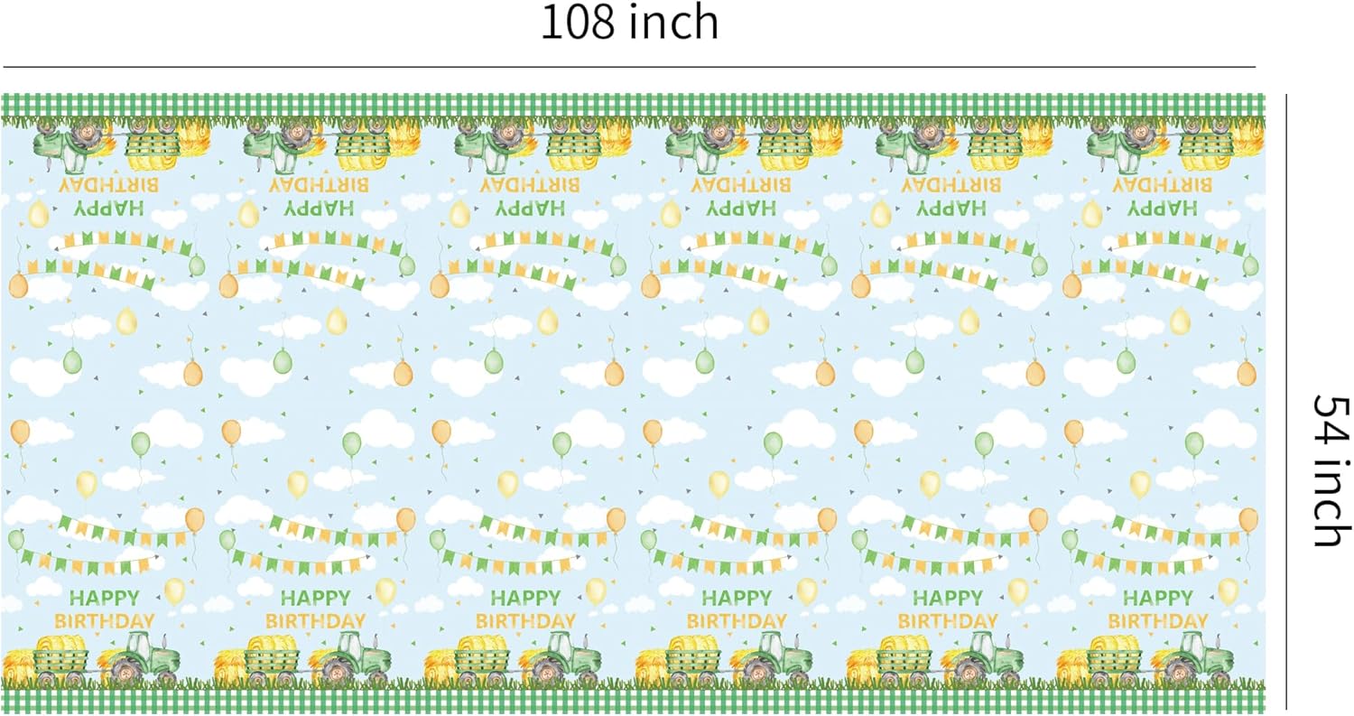 Tractor Birthday Tablecloth Set - 3 Pack 54in x 108in