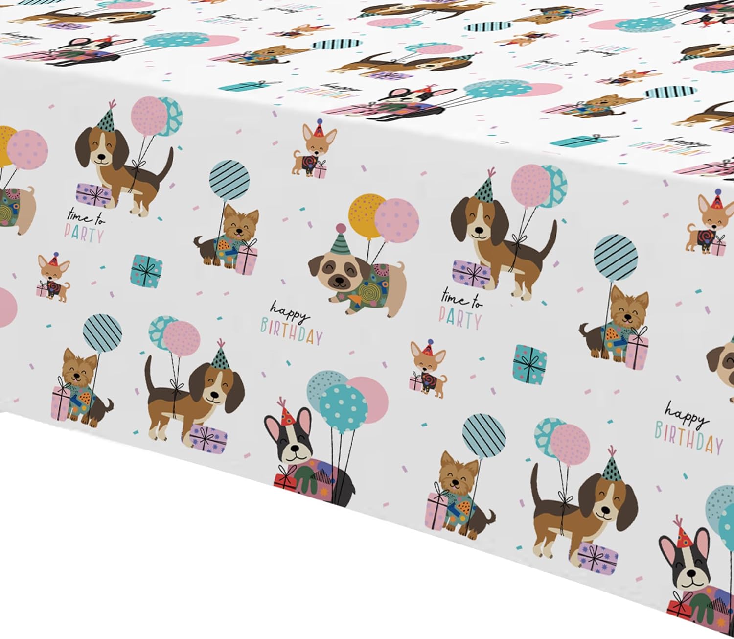 Dog Birthday Decorations Tablecloth Set 3 Pack 86x55in