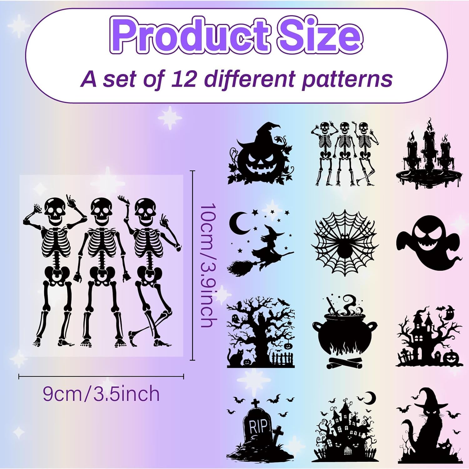 12Pcs Halloween Silhouette Mason Jar Decor
