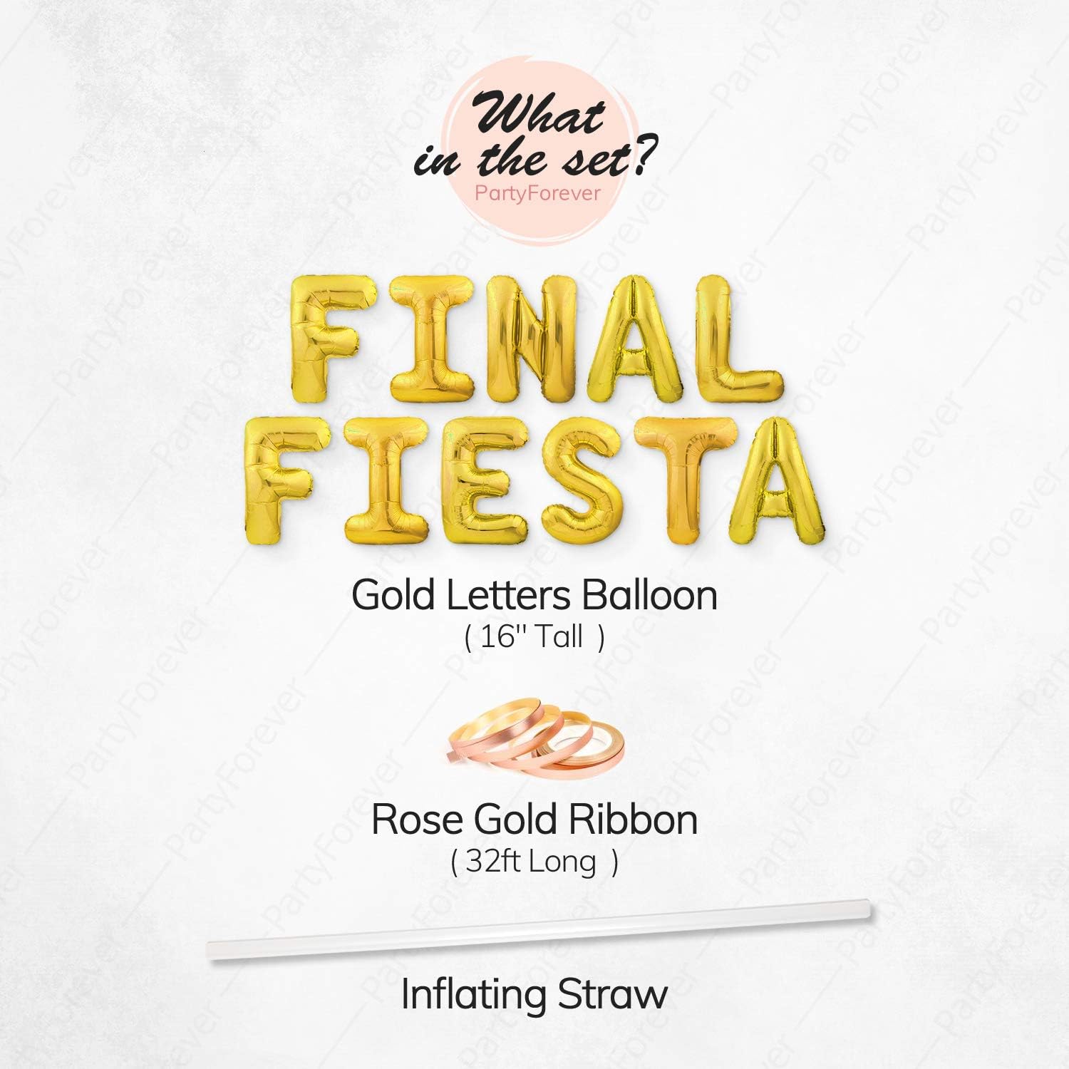 PartyForever Big Gold Fiesta Balloons Decor Kit - Bridal Shower Hen Party Supplies