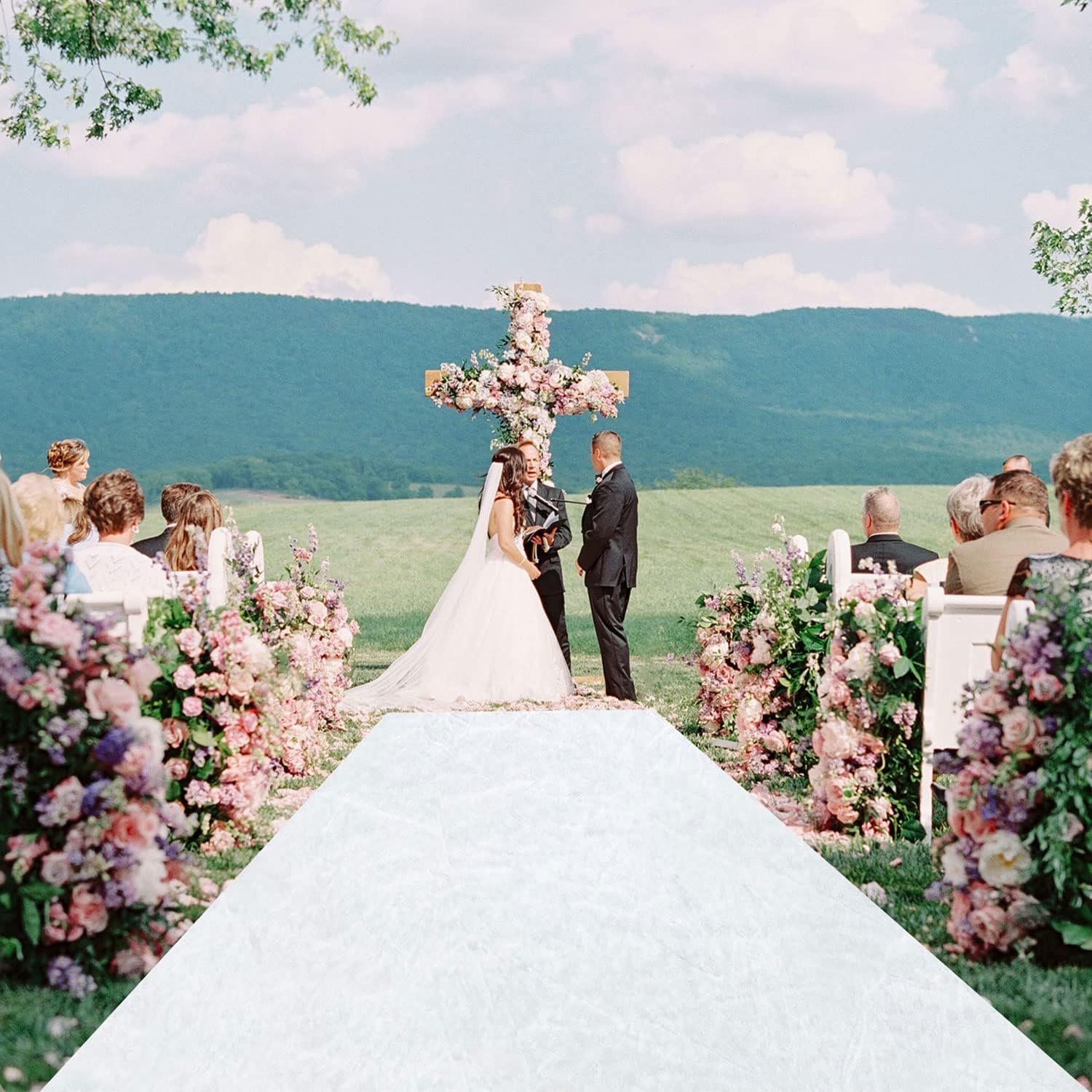 White Velvet Aisle Runner for Weddings and Parties