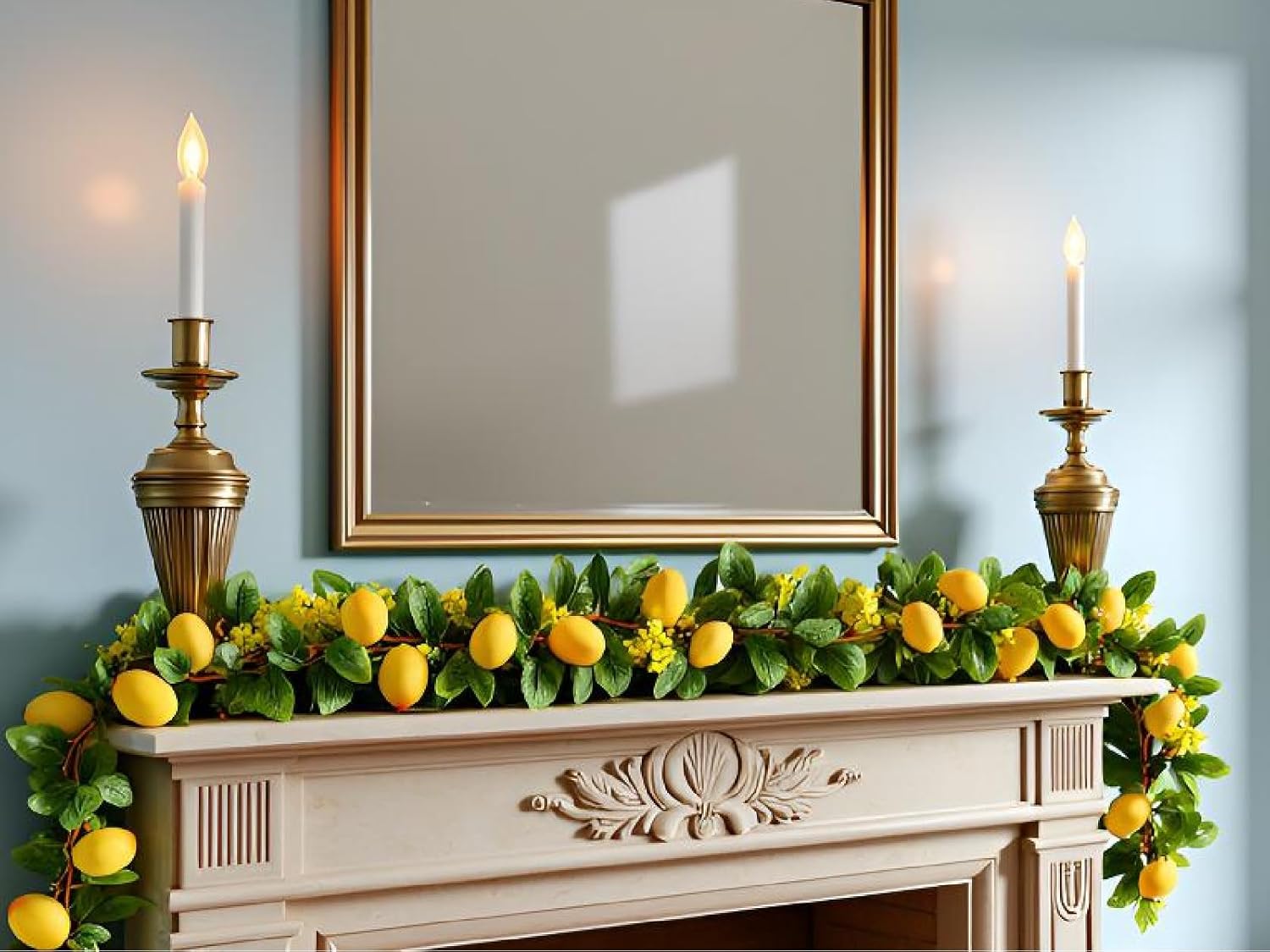 2PCS Artificial Lemon Garland 12Ft Total for Wedding and Home Decor