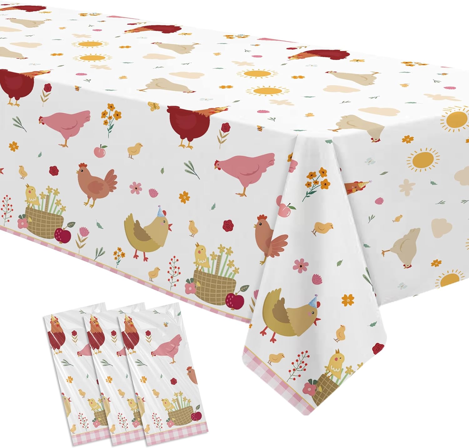 Chicken Party Decorations Tablecloth 3 Pack