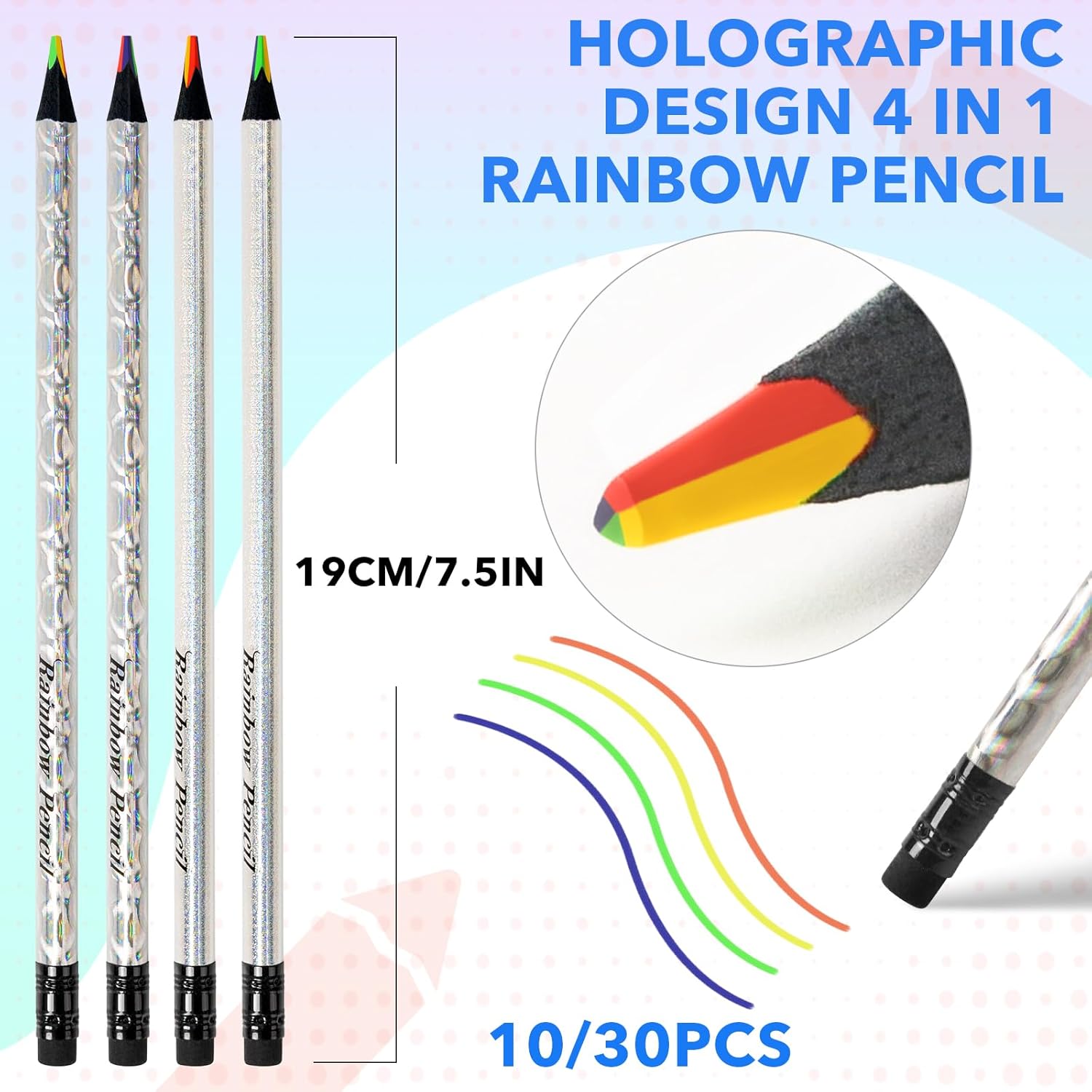 ThEast 30 Rainbow Colored Pencils for Kids and Adults