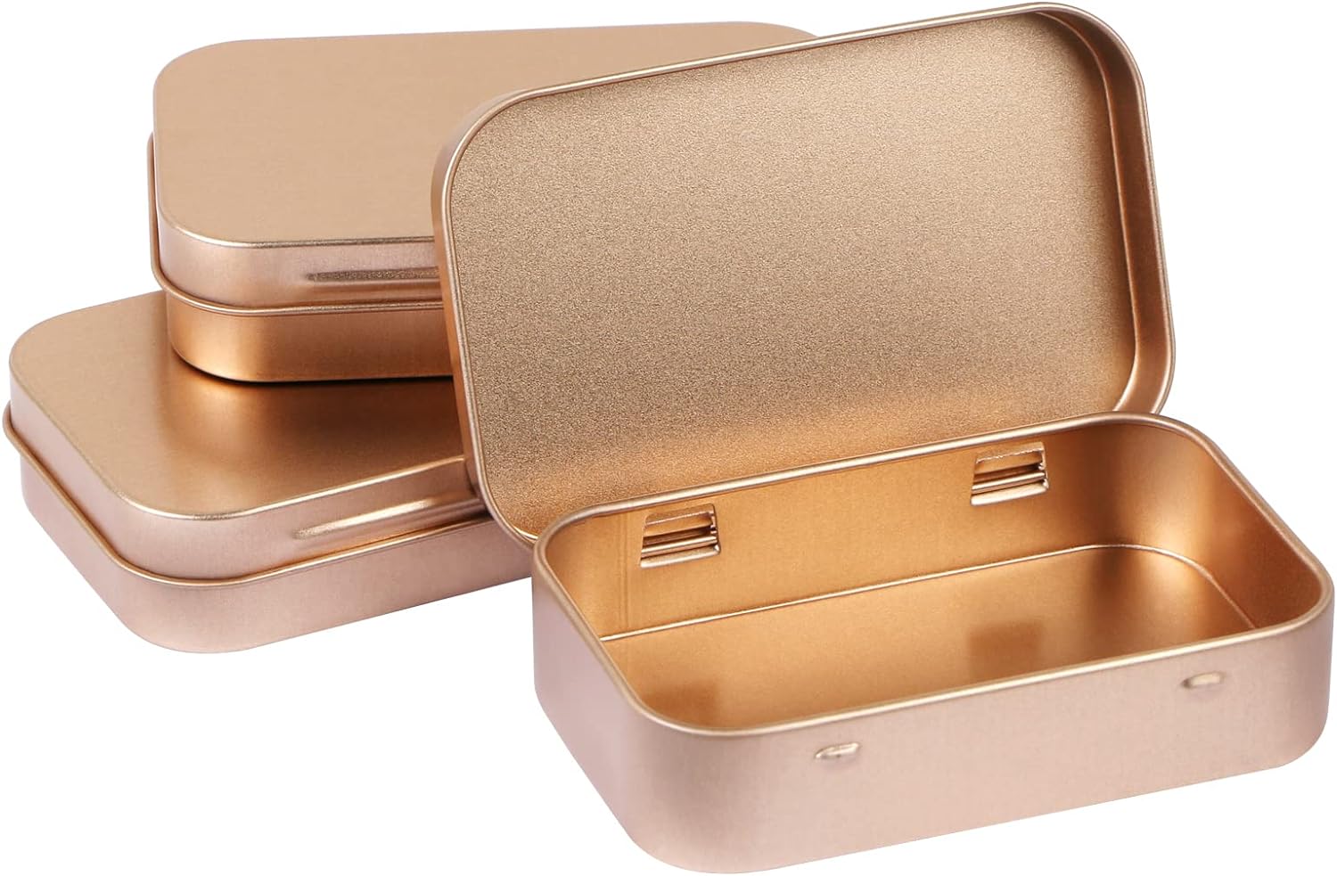 MIDELONG 3 Pack Rose Gold Metal Tins Box with Lid Organizer