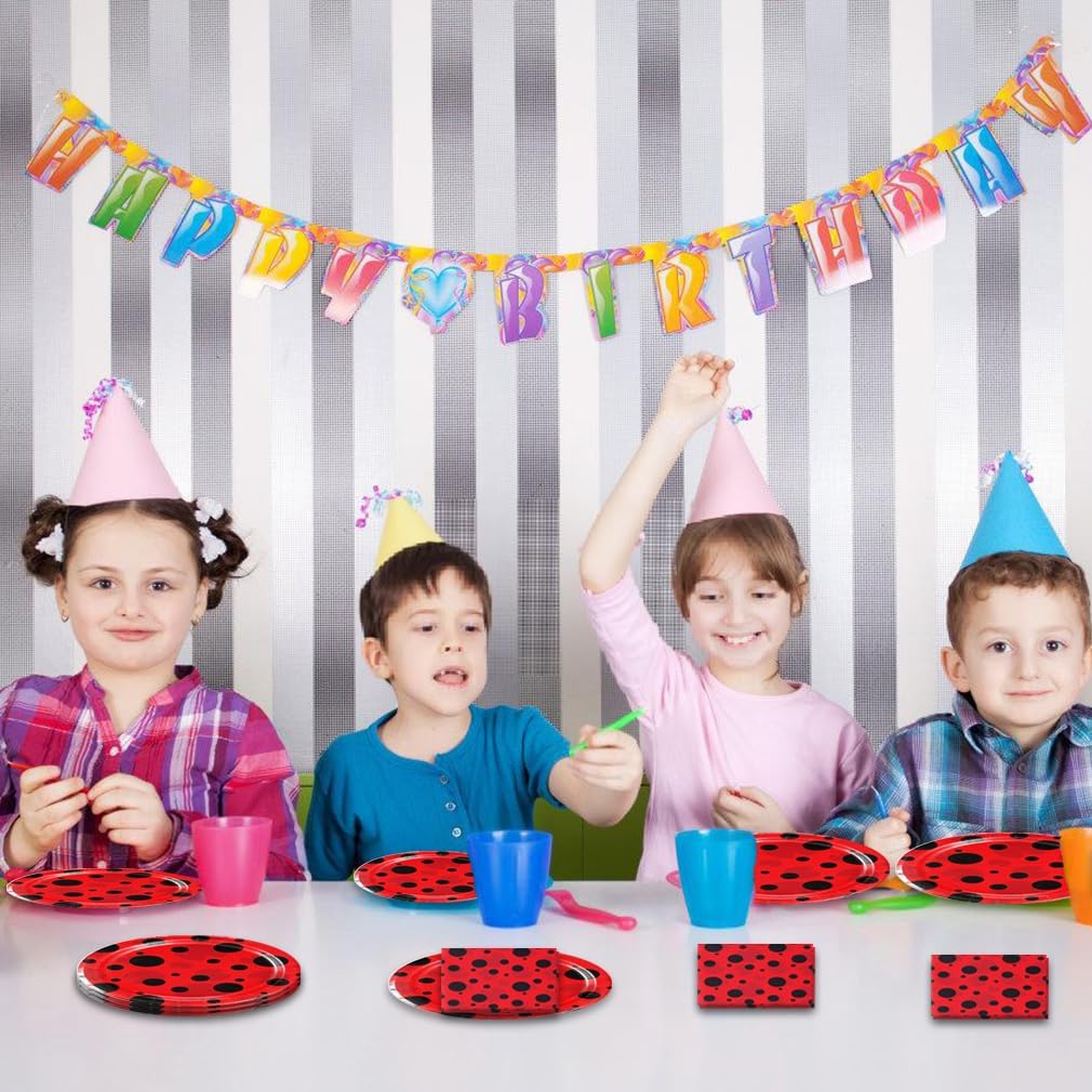 40 Pcs Ladybug Plates Napkins Birthday Party Supplies for 20 Guests