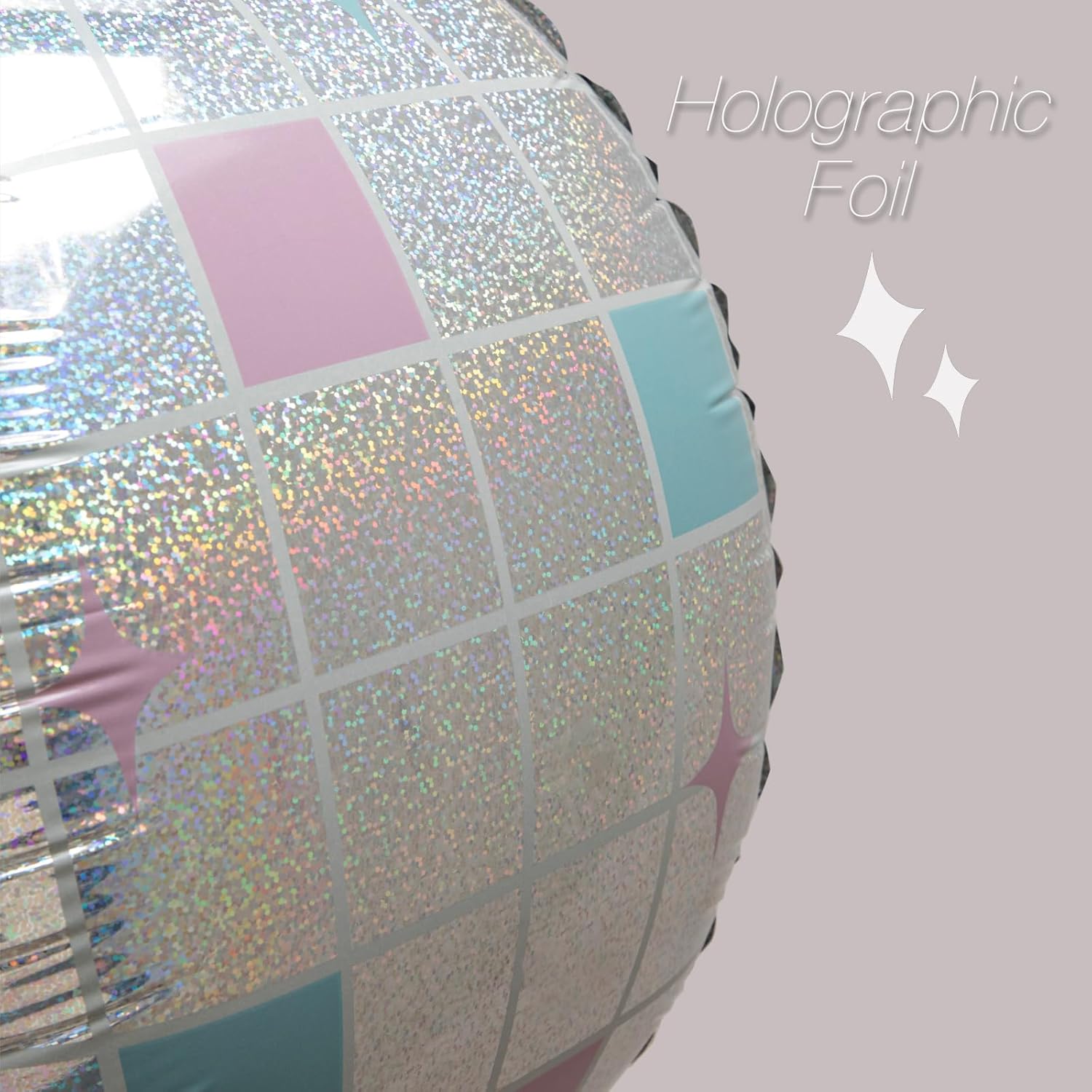 Iridescent Disco Ball Foil Balloons 4D Sparkle for Parties