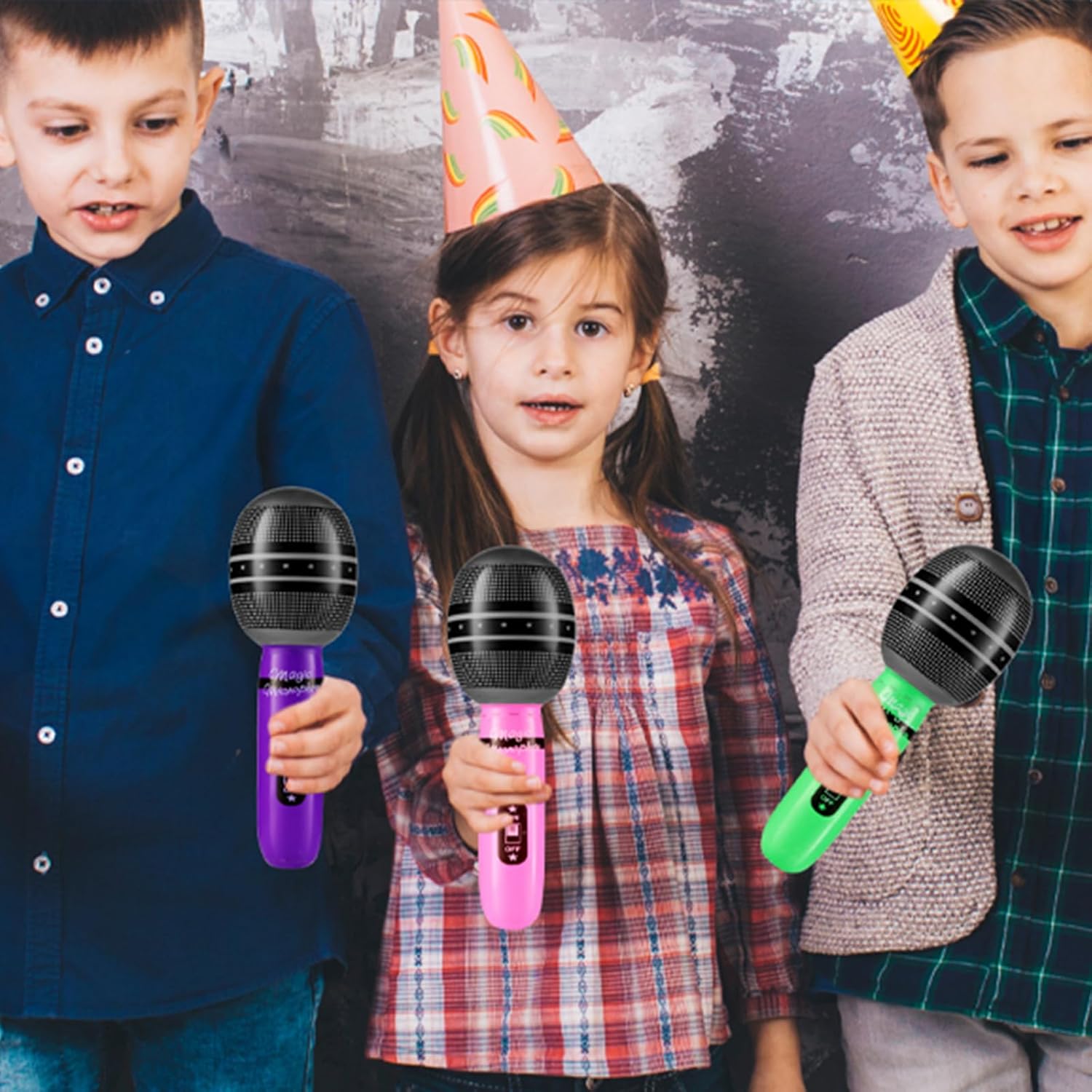 12PCS Inflatable Microphones Assorted Colors