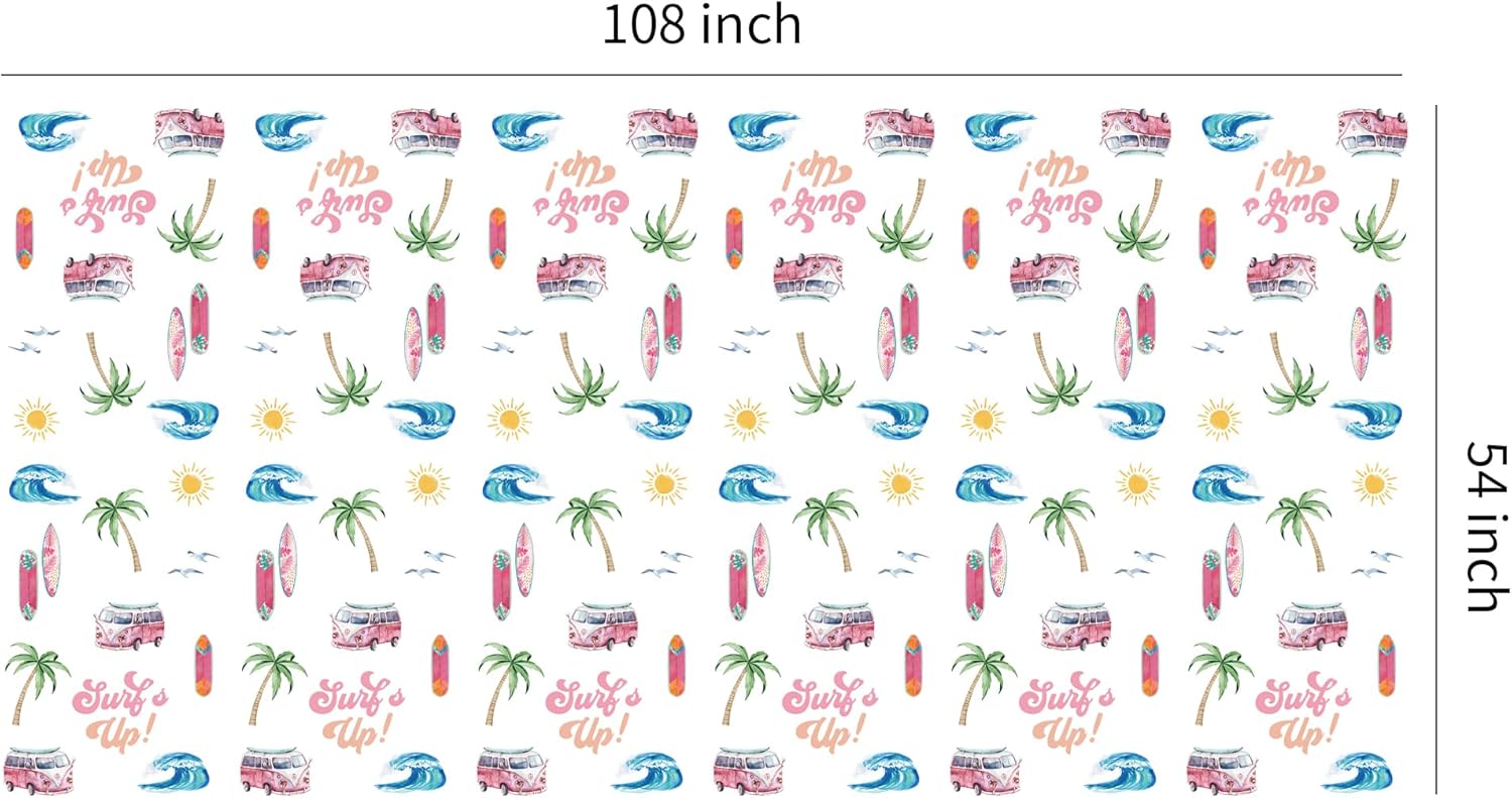 Surfs Up Party Tablecloth - 3 Pack Pink Beach Birthday Decorations