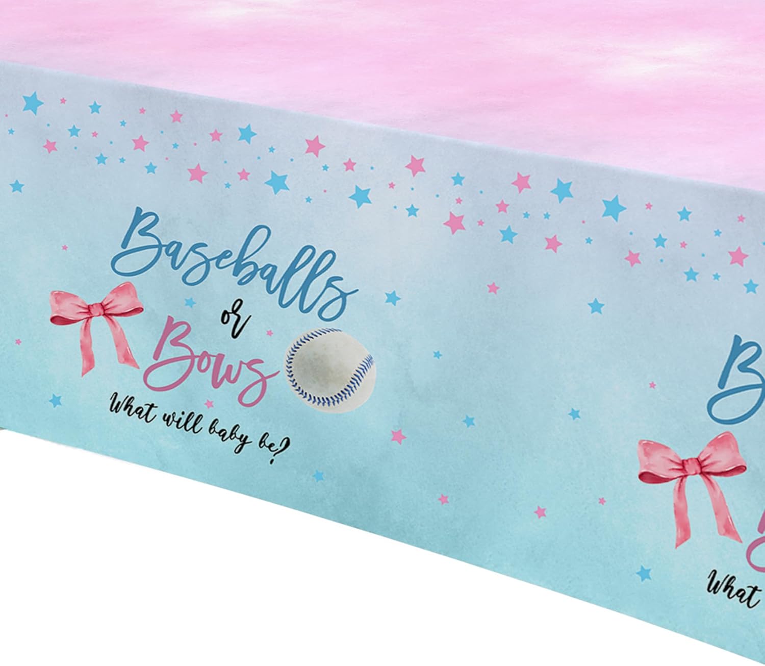 Baseball or Bows Gender Reveal Tablecloth 3 Pack 55in x 86in