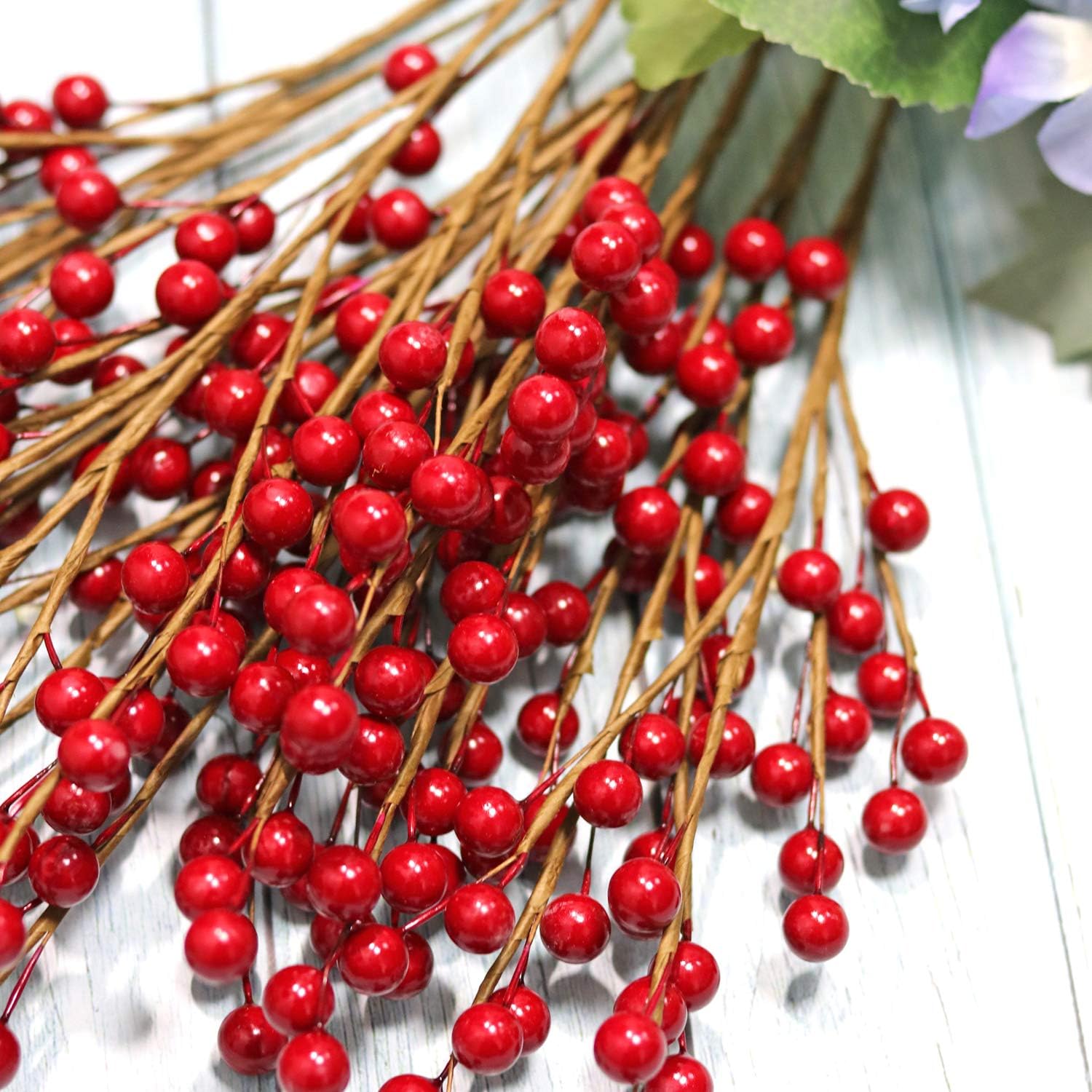 12 Pcs Artificial Red Berries Stems 135 Inch Waterproof Floral Picks