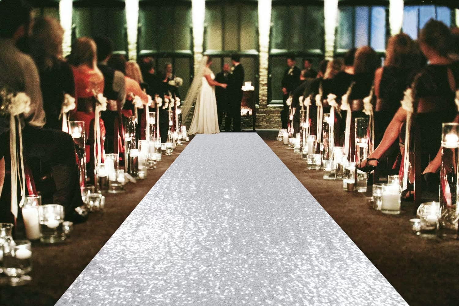 ShinyBeauty Silver Sequin Aisle Runner Wedding
