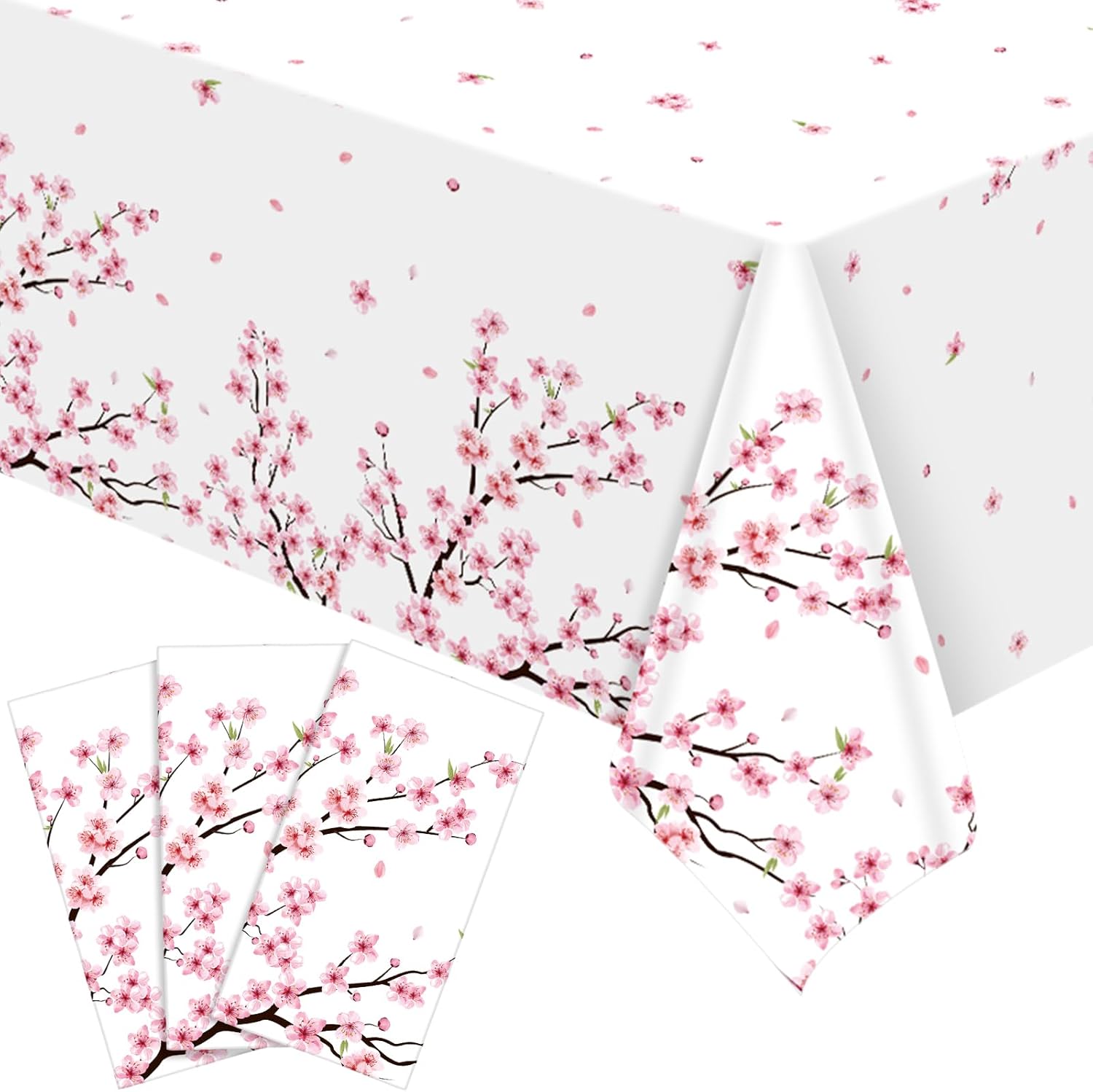 Ganeen 3 Pcs Cherry Blossom Table Covers for Parties and Decorations