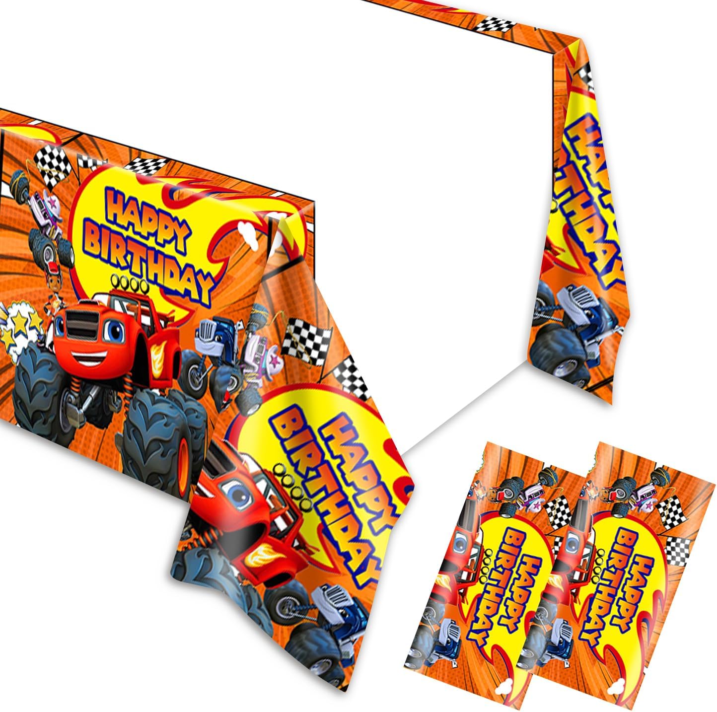 2Pcs Blaze and The Monster Tablecloth for Birthday Party and Baby Shower