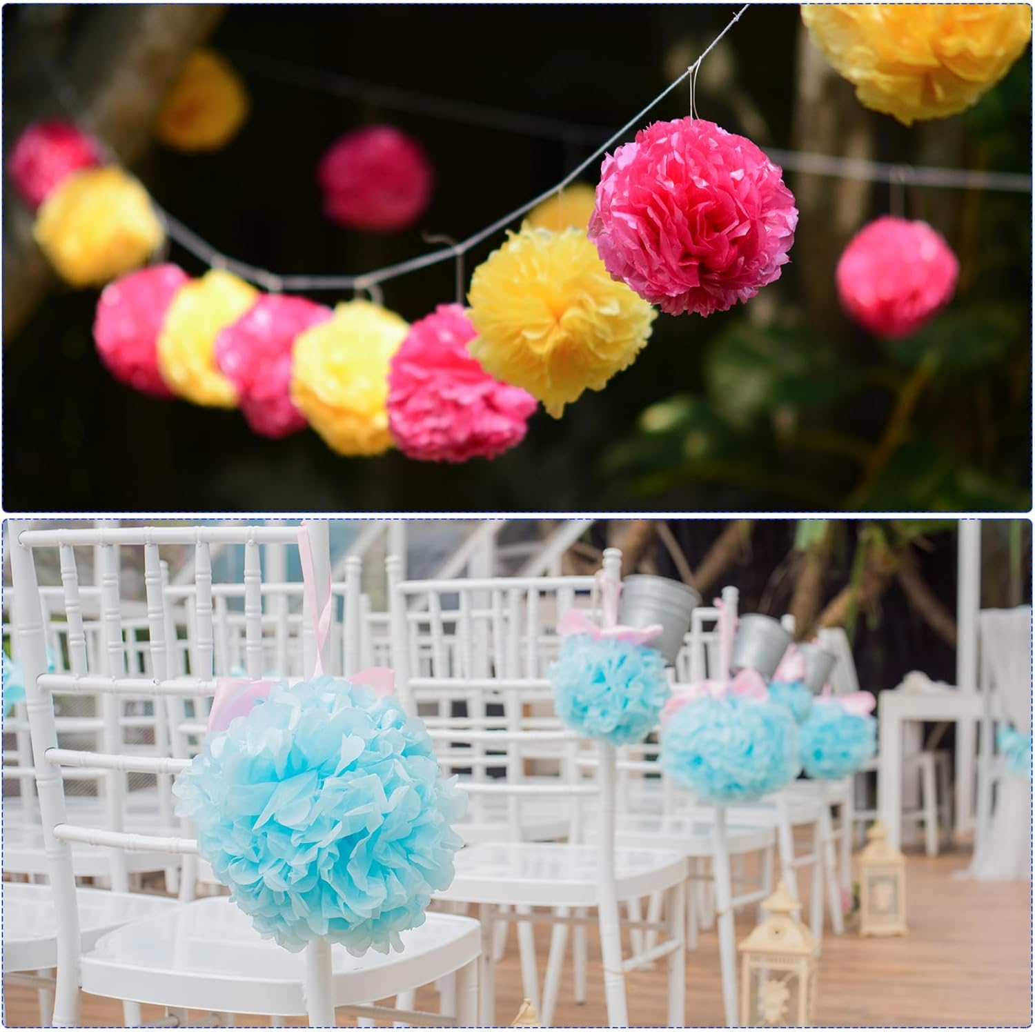 10 Pack Tissue Pom Poms Flowers for Wedding Decorations