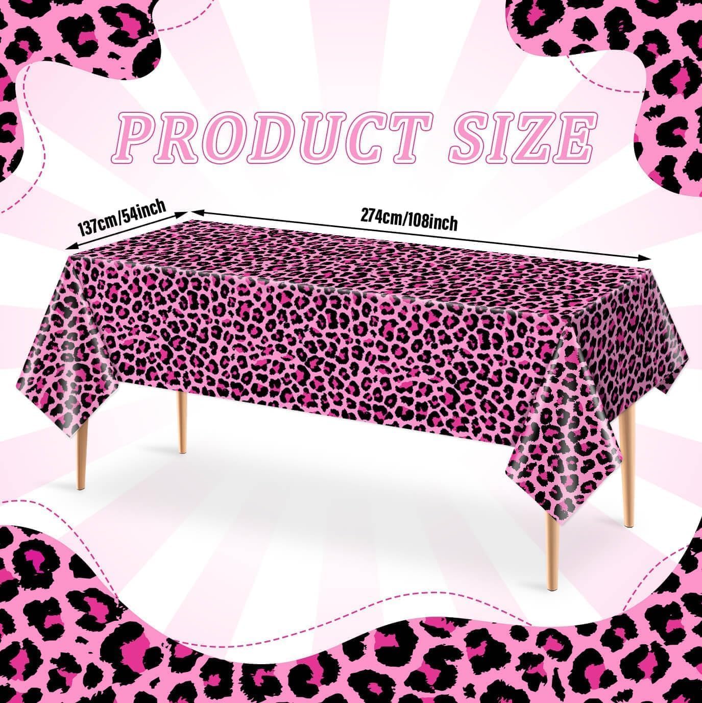 3Pcs Pink Leopard Tablecloth Set for Birthday Parties