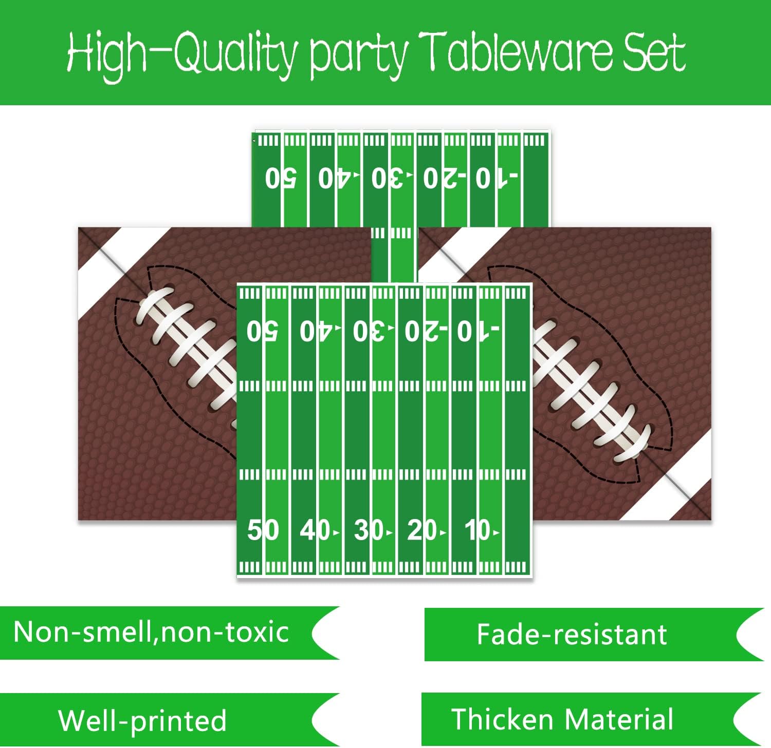 Oigco Football Party Plates Napkins Cups Set for 24 Guests