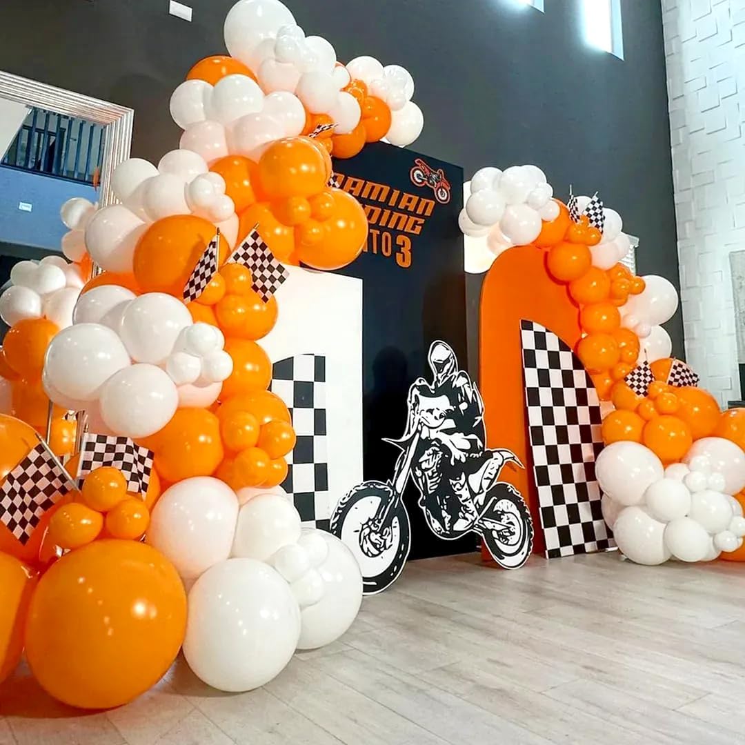 Orange and White Balloon Arch Kit with 162 Pieces for Fall Celebrations