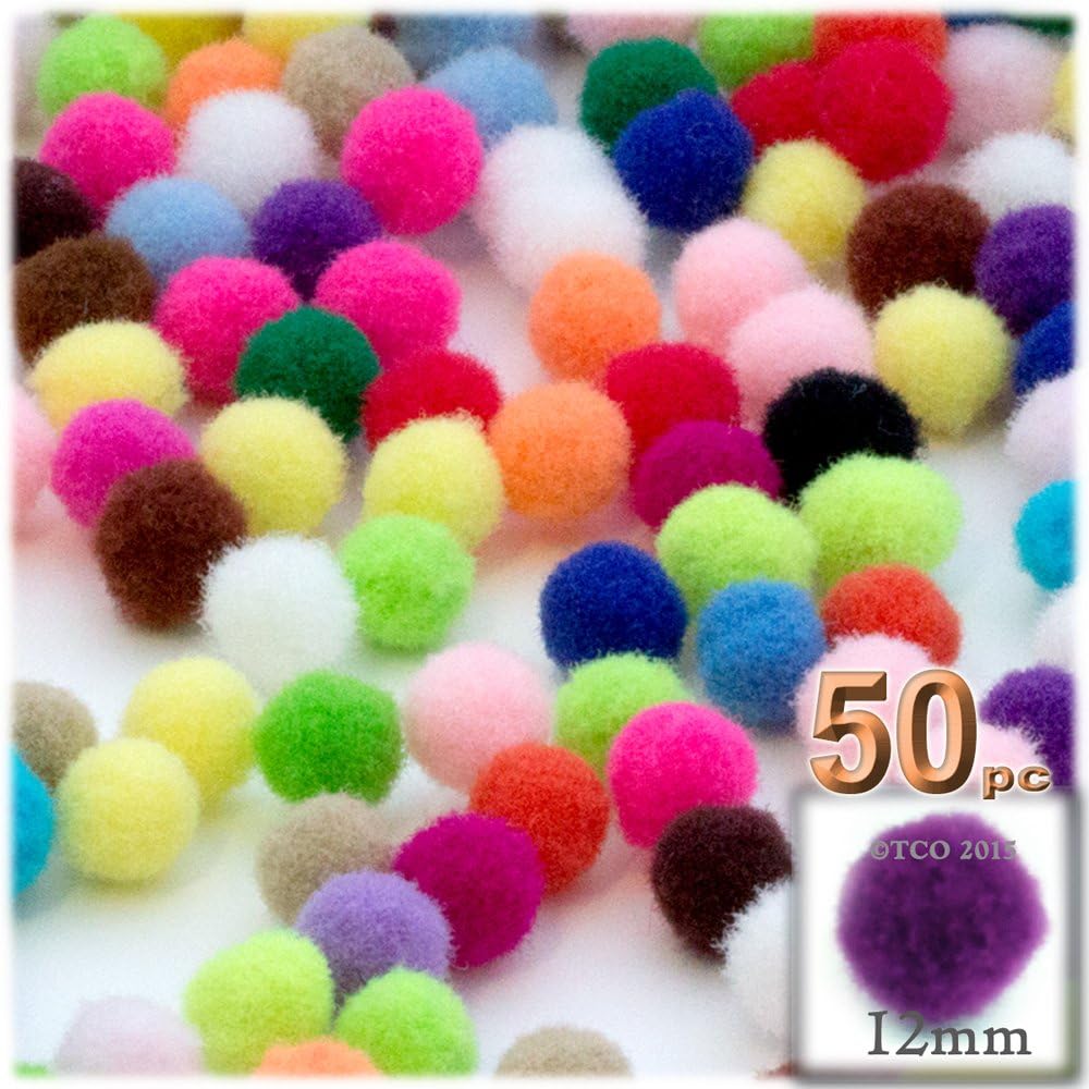 The Crafts Outlet 50-Piece Multi Purpose Pom Poms Pink