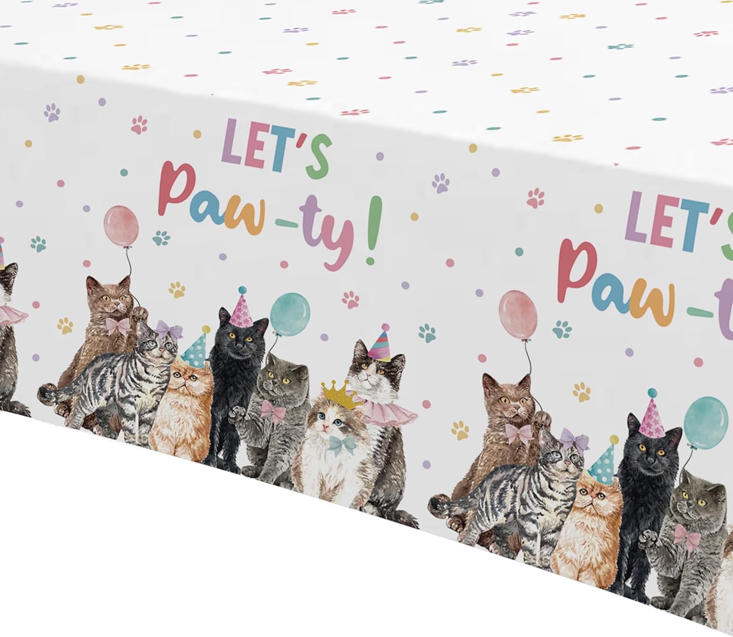 Cat Birthday Decorations Tablecloth 3 Pack 86x55in