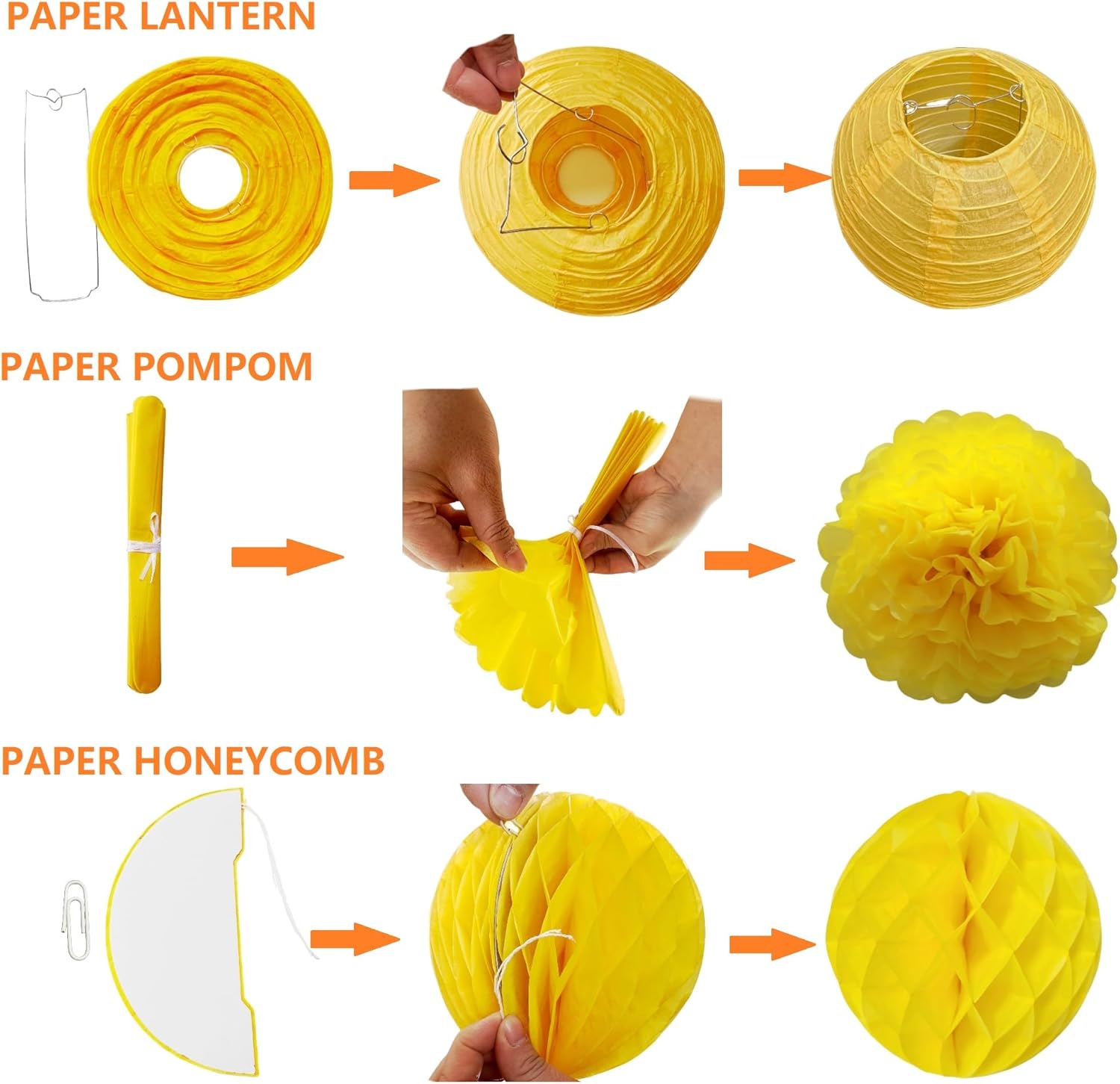 WOLHOWLTD White Paper Decor Set - 34 Pieces for Events and Home Decoration