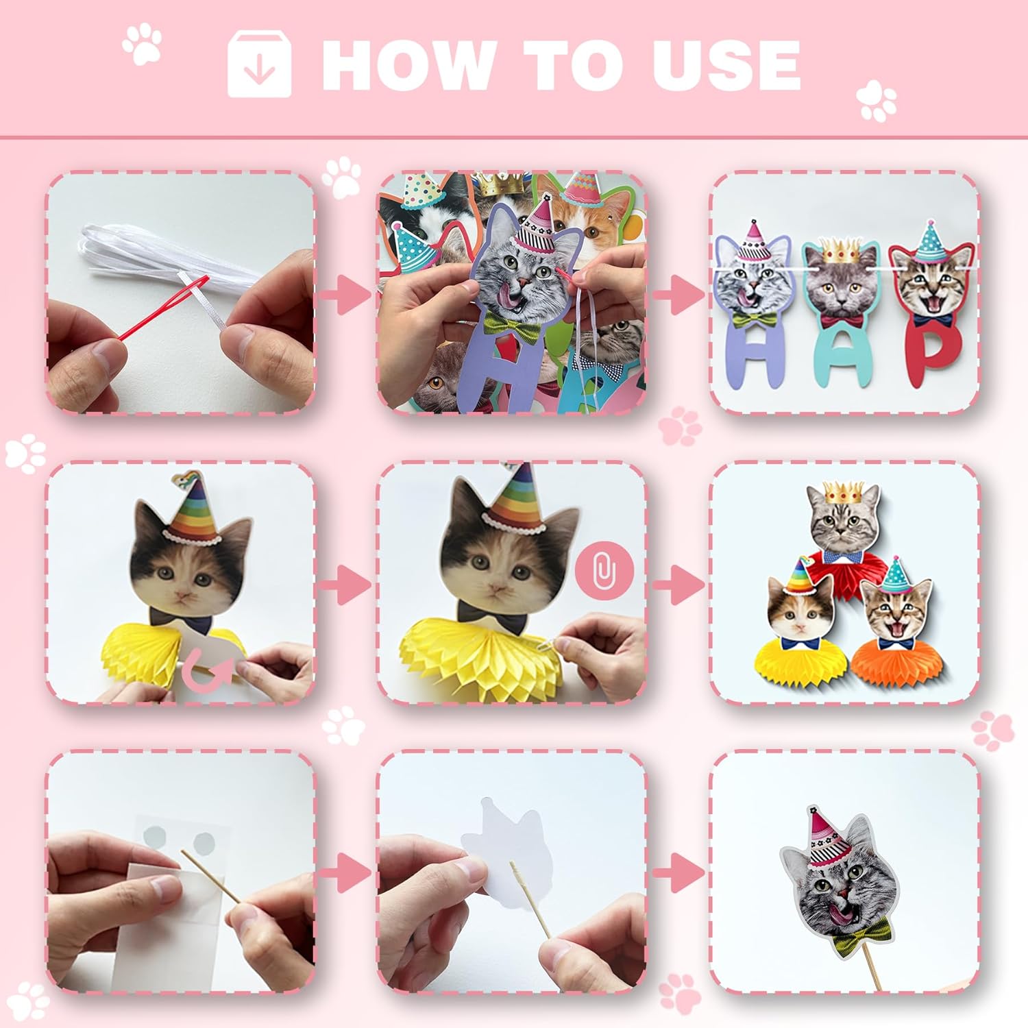 Cat Birthday Party Decorations Kit 38 Pcs