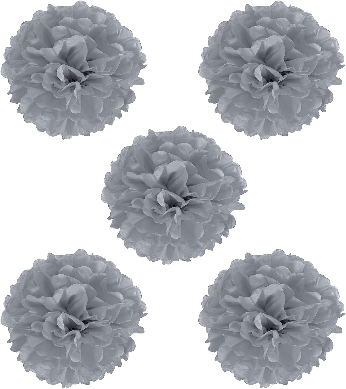 PATIKIL 8 Inch Grey Tissue Pom Poms Flowers 5 Pack