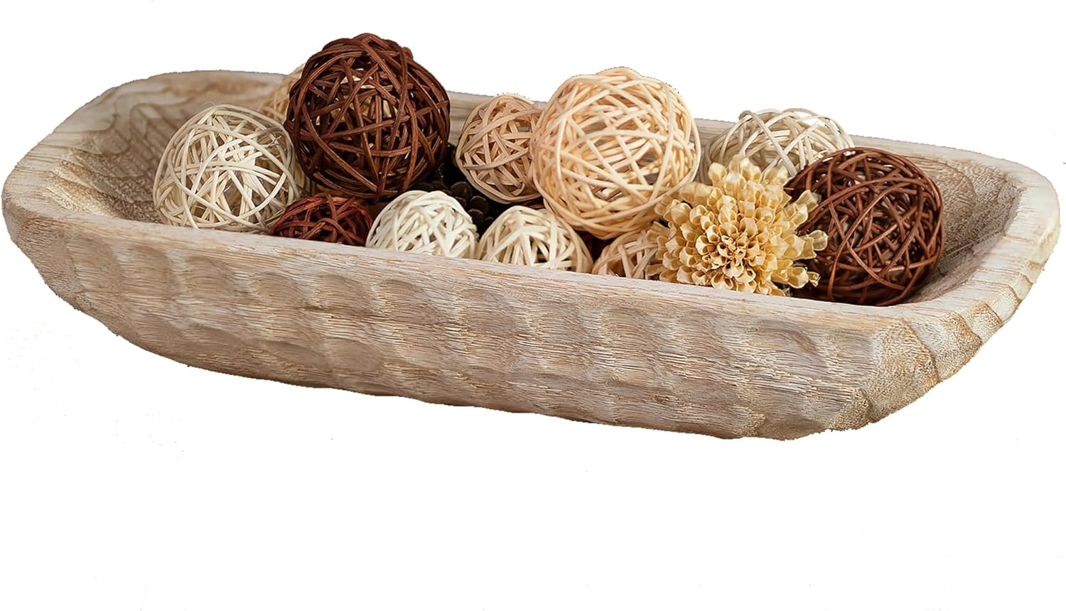 Hanobe Decorative Wood Dough Bowl for Centerpieces