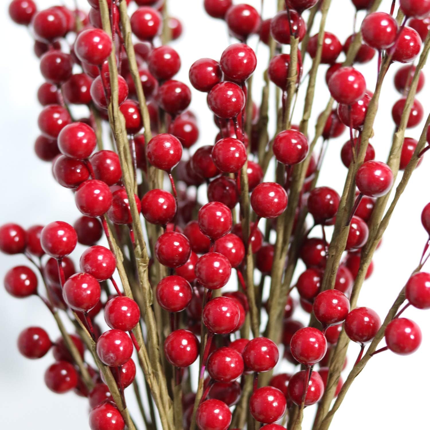 12 Pcs Artificial Red Berries Stems 135 Inch Waterproof Floral Picks