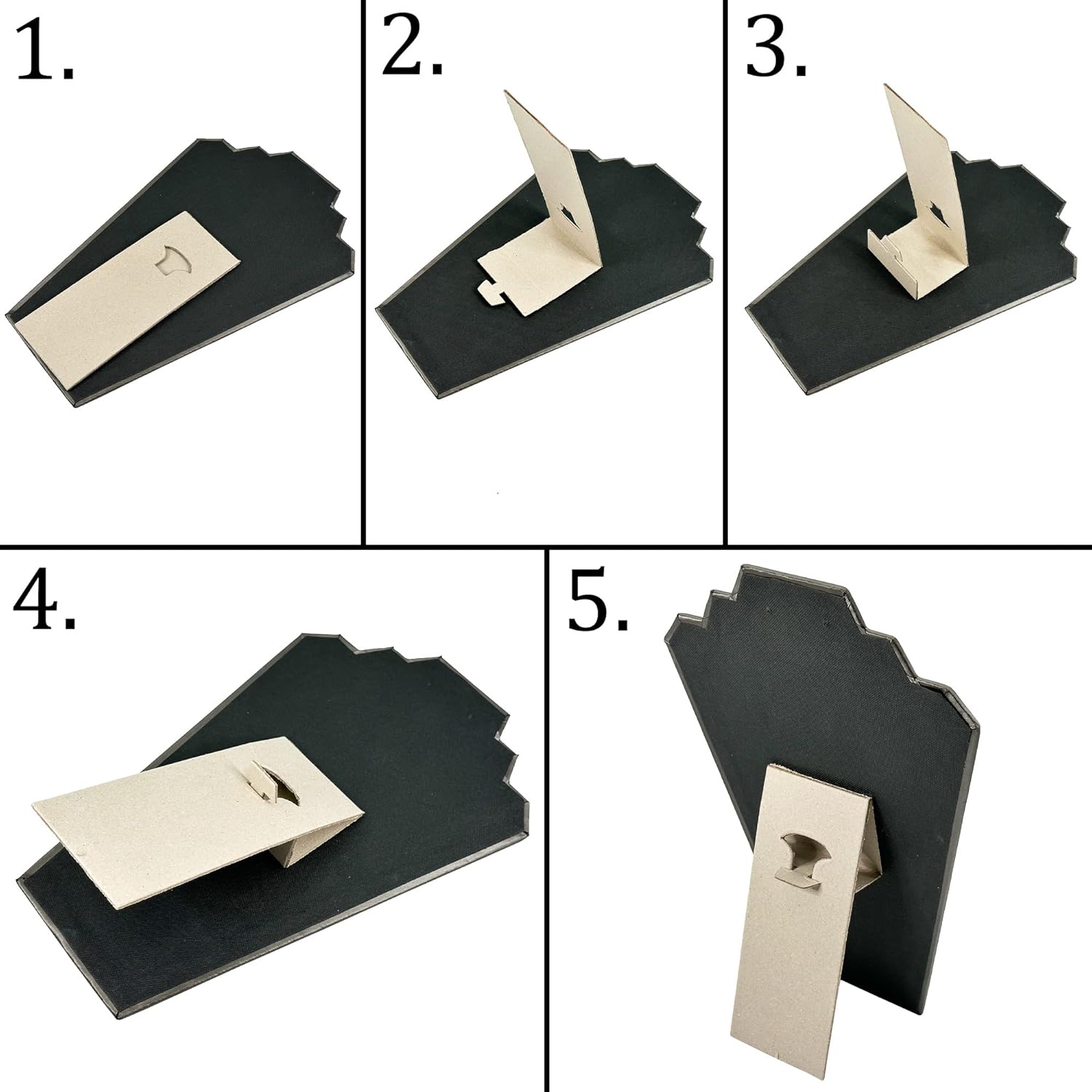 N NicePackaging Special Edition Steel Grey Leatherette 2-Notch Necklace Display 5 Pack