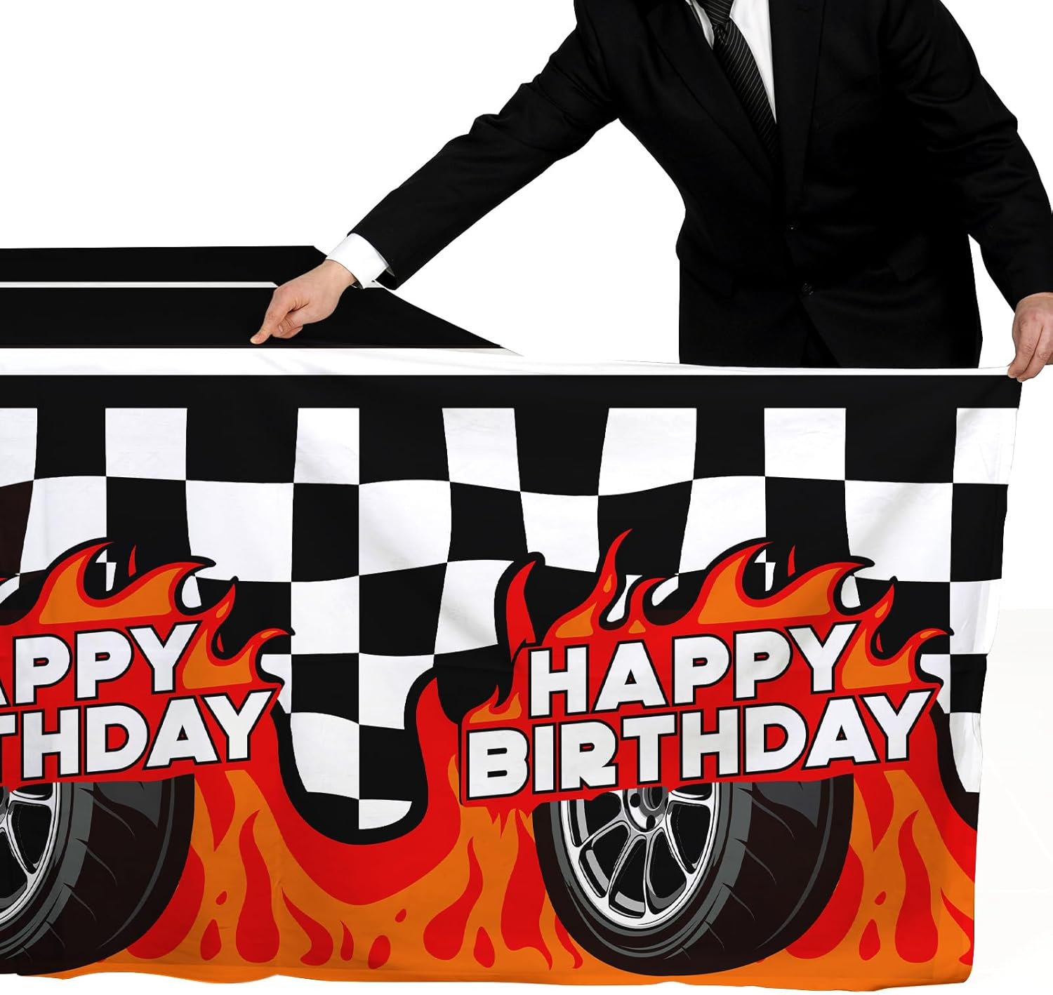 Gatherfun Car Birthday Decorations Kit with 2-Pack Racing Tablecloths