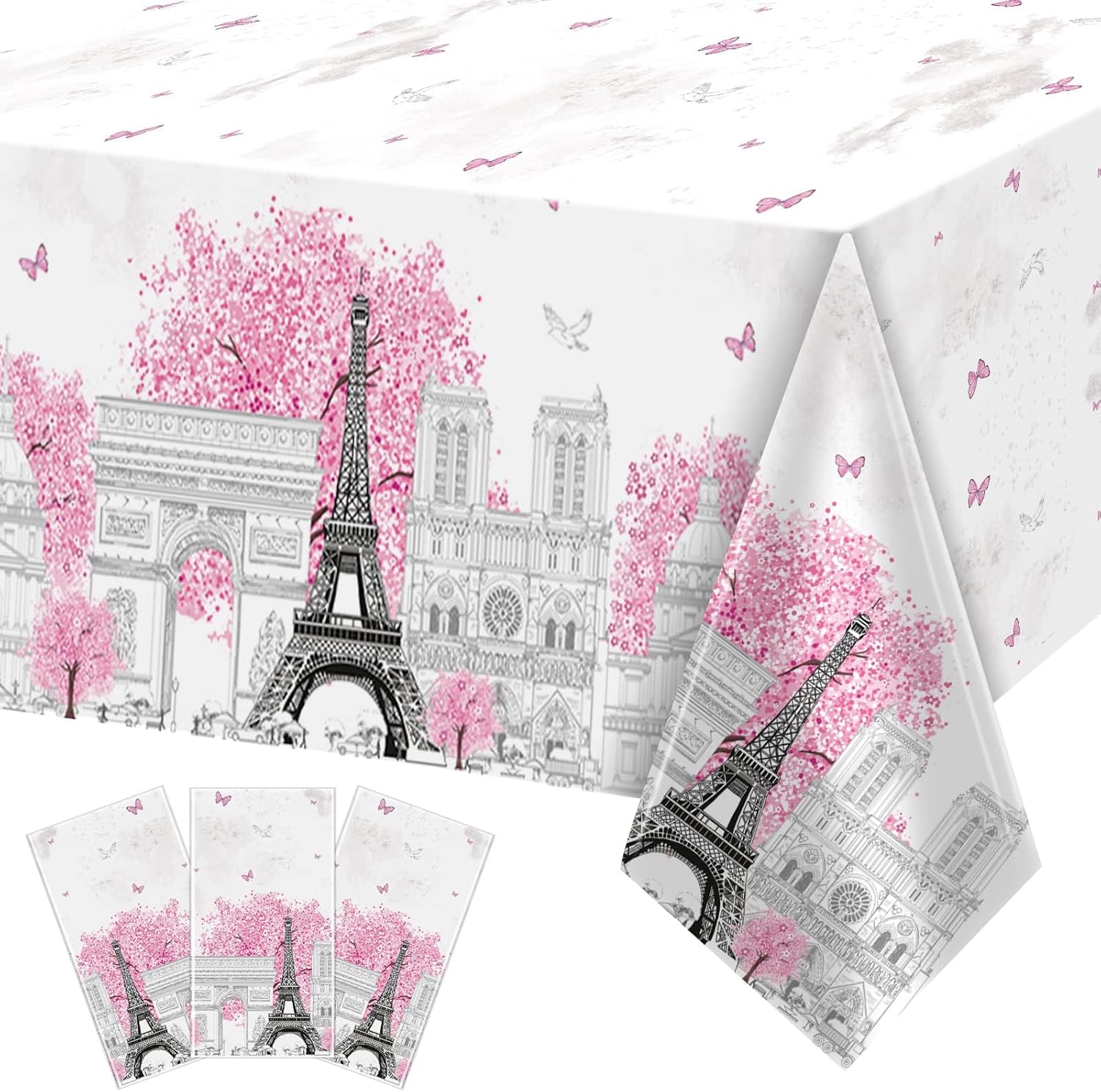ZOIIWA 3 Piece Paris Eiffel Tower Tablecloths