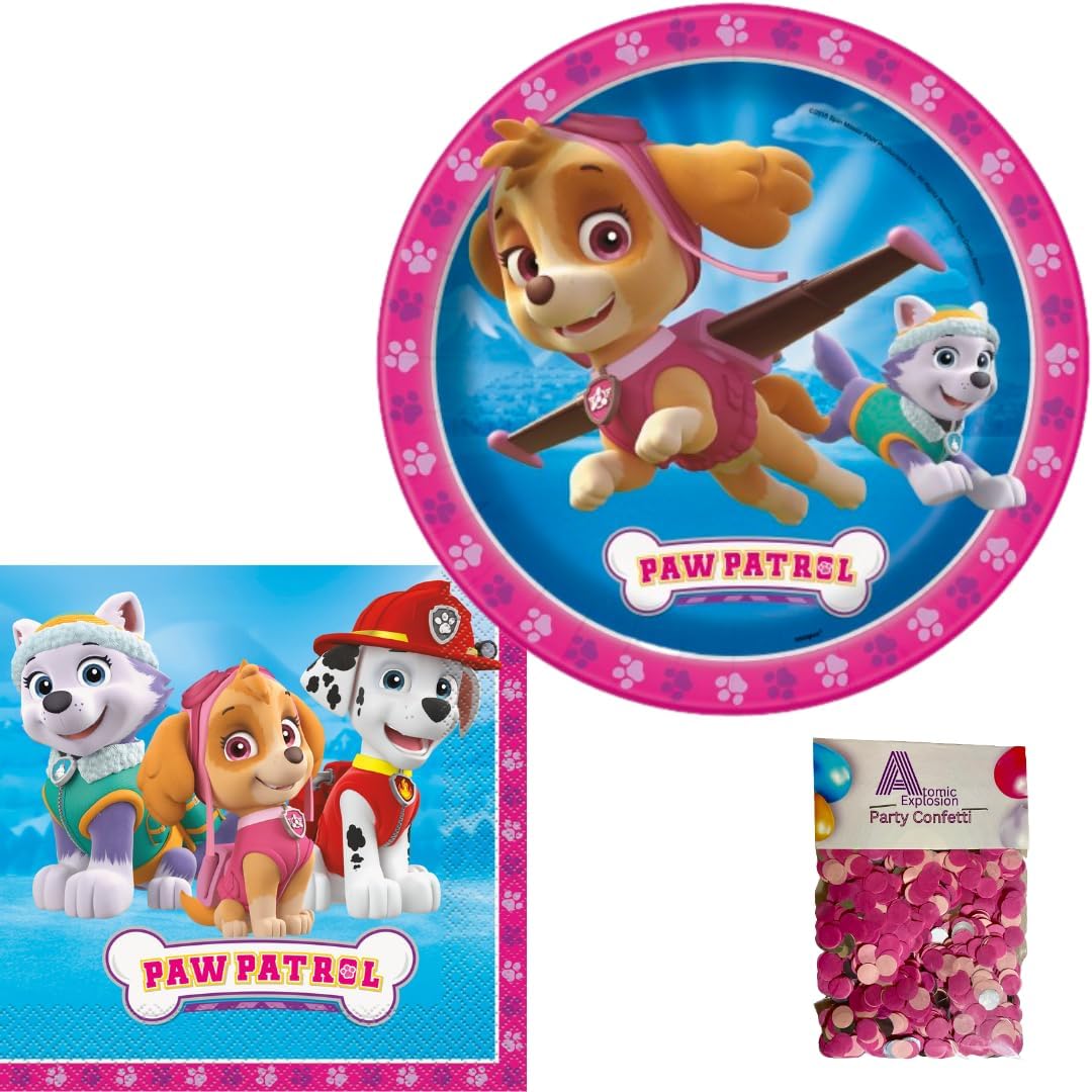 Unique Skye Paw Patrol Party Set with 16 Plates and Napkins