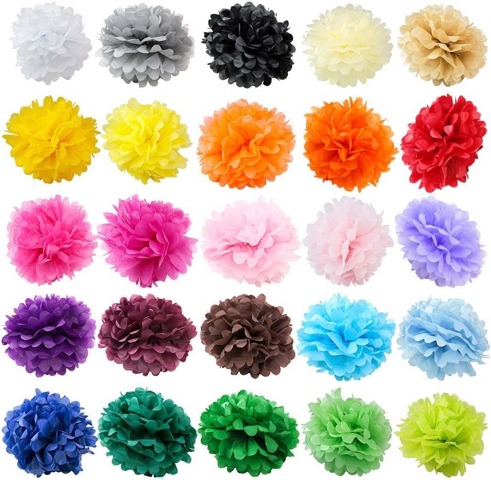 WYZworks White 12 Inch Tissue Pom Poms Decor