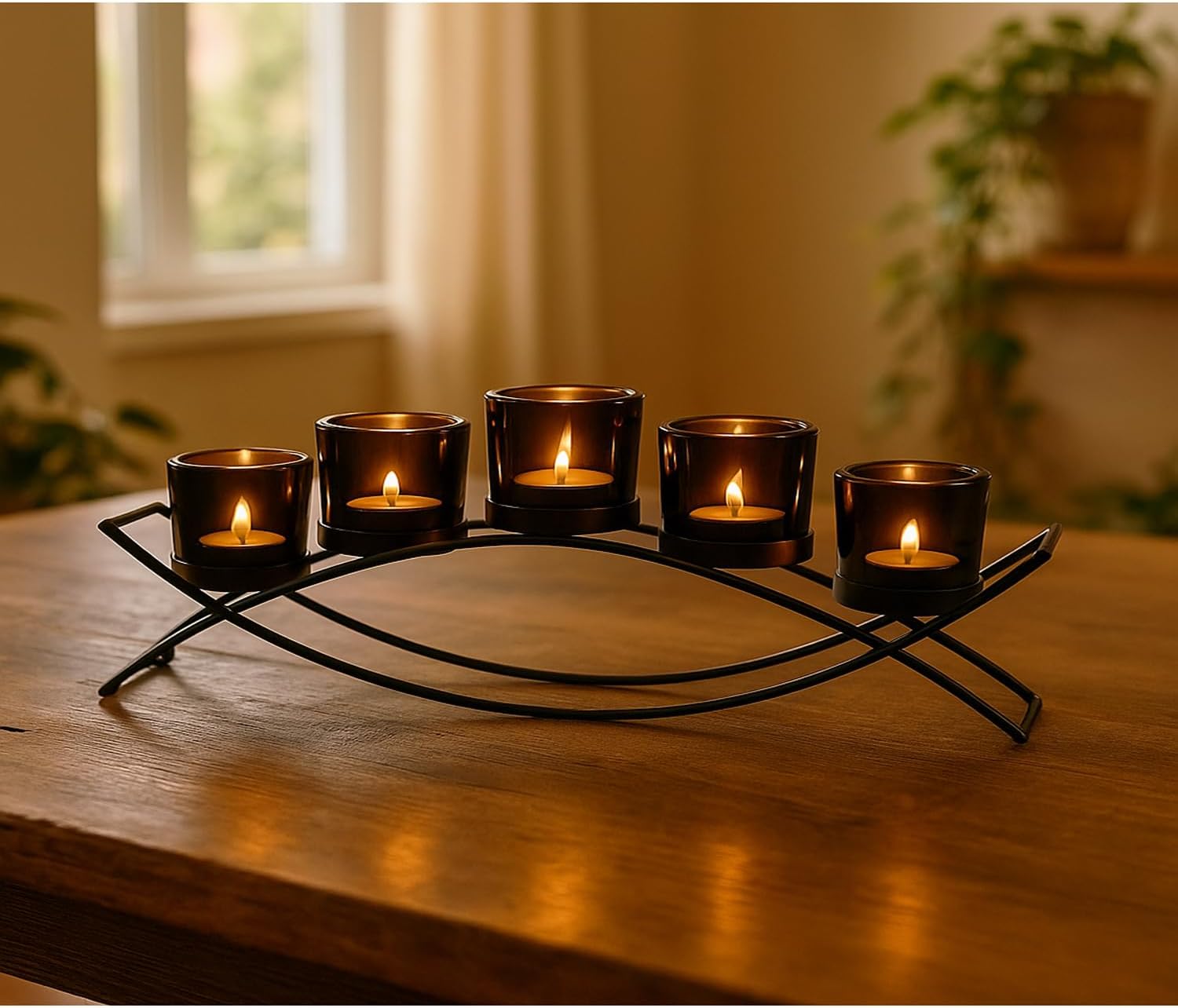 Seraphic Iron Arch Table Centerpiece with 5 Cups