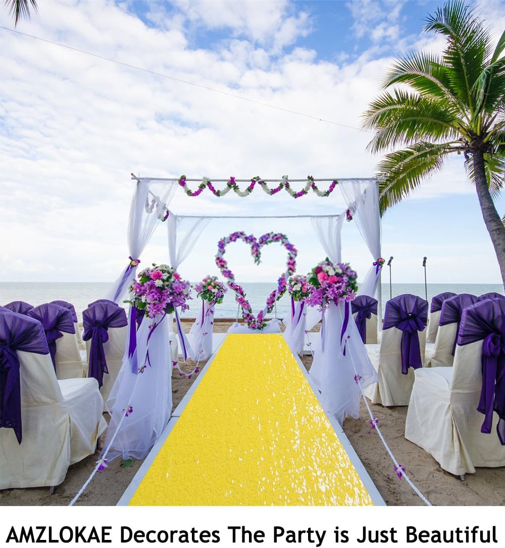 Yellow Sequin Glitter Aisle Runner 2FTx15FT Wedding