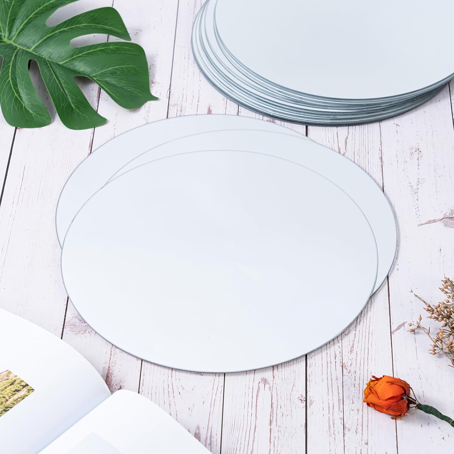 Round Mirror Centerpieces Set of 12 2mm Thick 12 Inch Glass