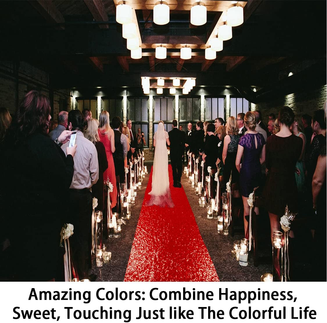 ShinyBeauty Red Sequin Aisle Runner 2FTx15FT