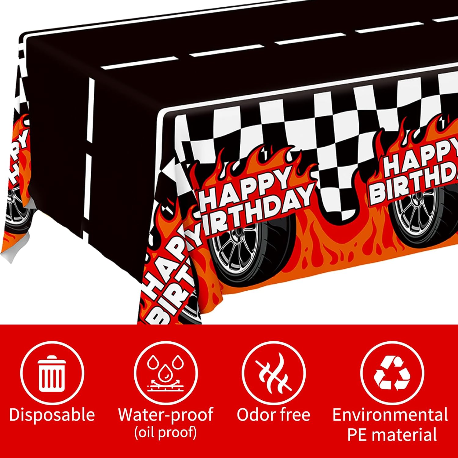 Gatherfun Car Birthday Decorations Kit with 2-Pack Racing Tablecloths
