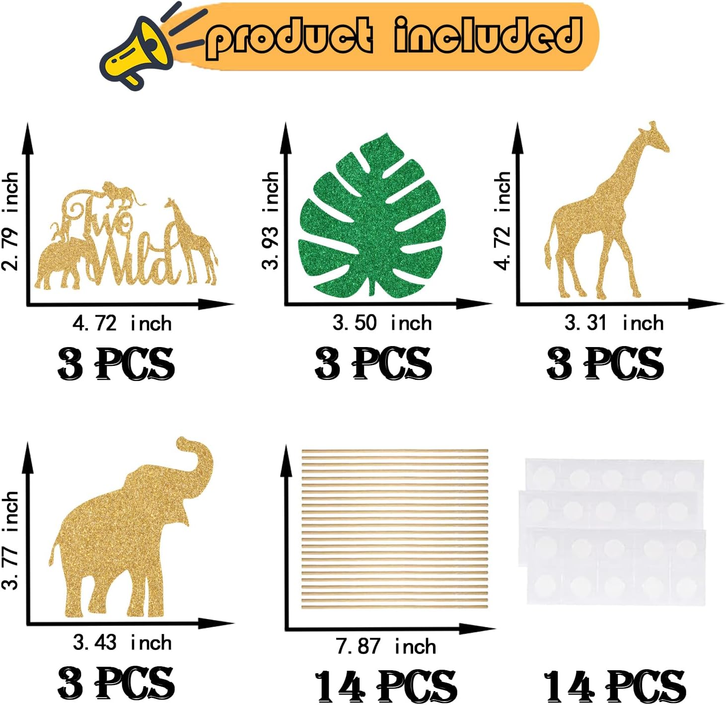 12 Pcs Wild Two Centerpiece Sticks for 2nd Birthday