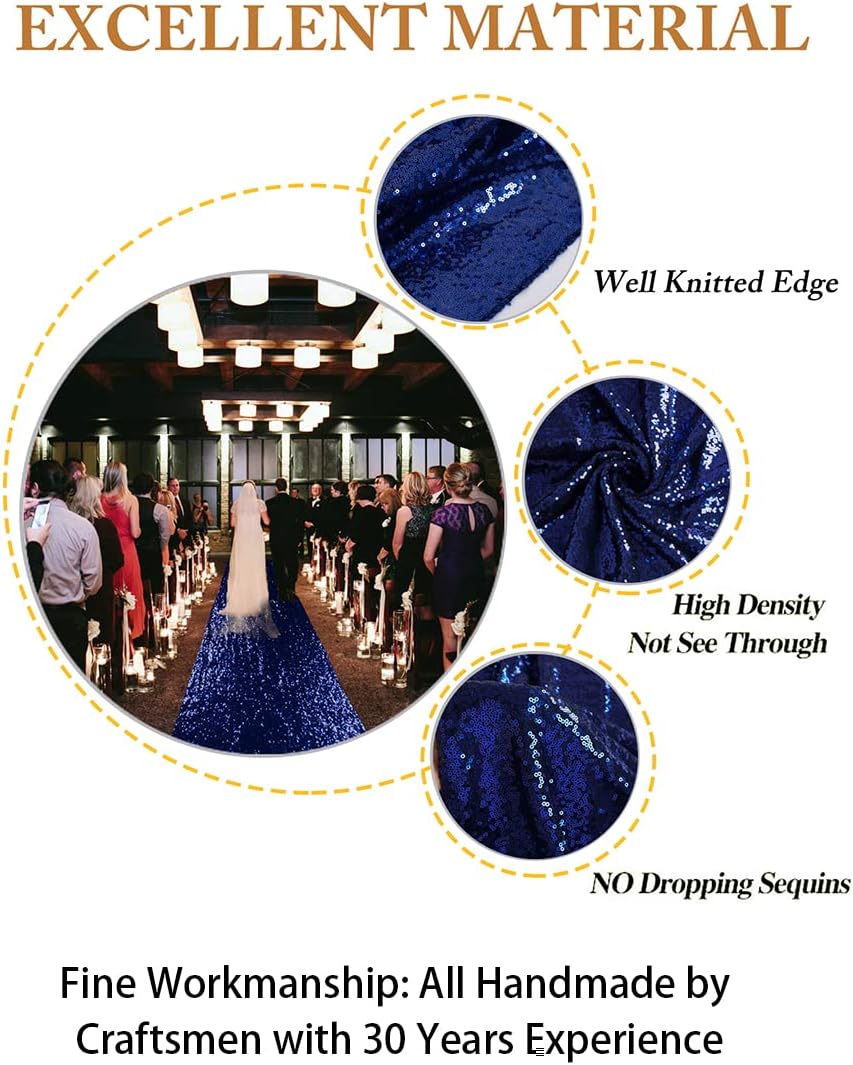 ShiDianYi Navy Blue Sequin Aisle Runner 4x20FT Glitter Wedding Carpet