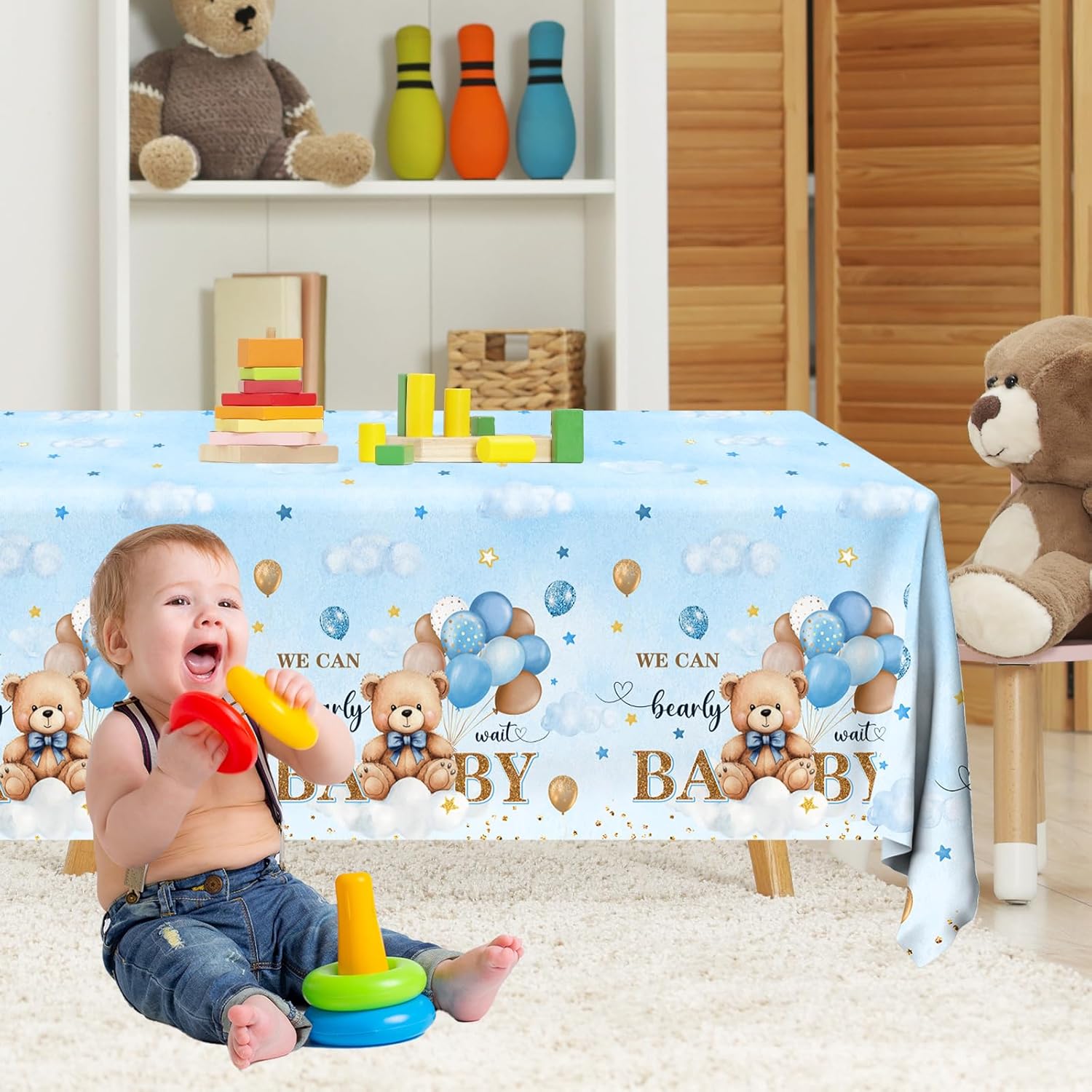 Bear Baby Shower Tablecloth 3 Pack Neutral Decorations