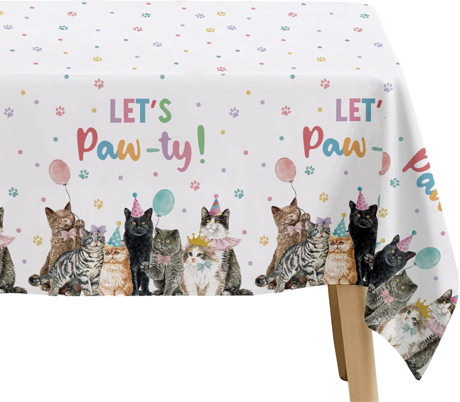Cat Birthday Decorations Tablecloth 3 Pack 86x55in