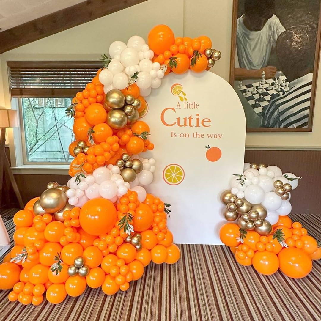 Orange and White Balloon Arch Kit with 162 Pieces for Fall Celebrations