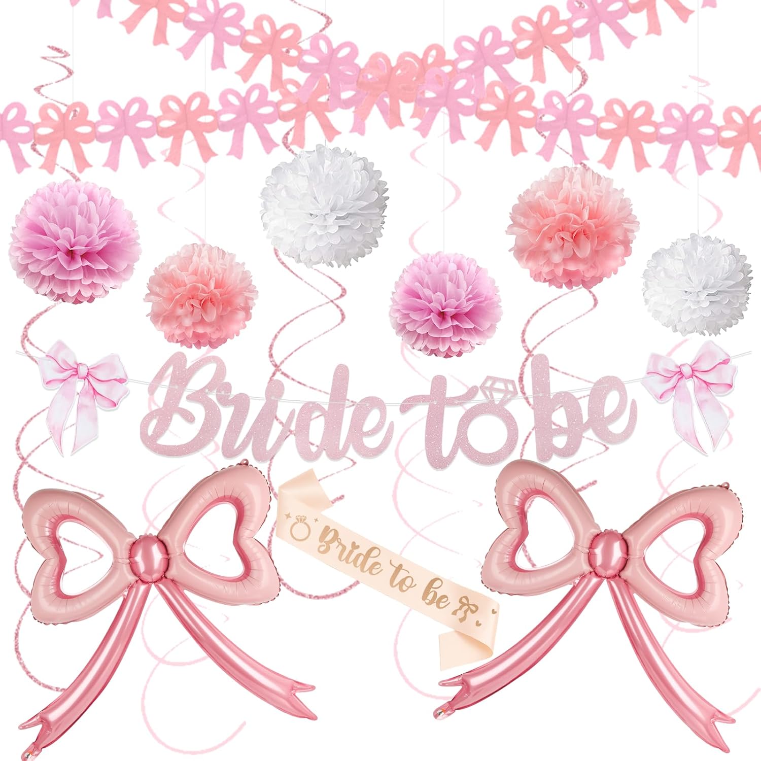 Pink Bow Bachelorette Party Decor Set