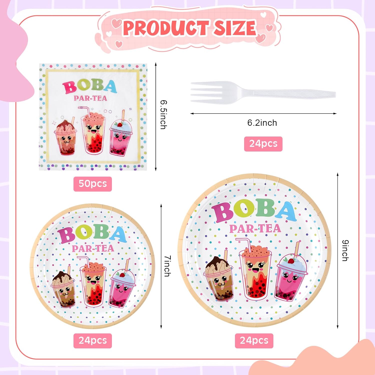 Hoolerry Bubble Tea Party Decorations Set 122 Pcs
