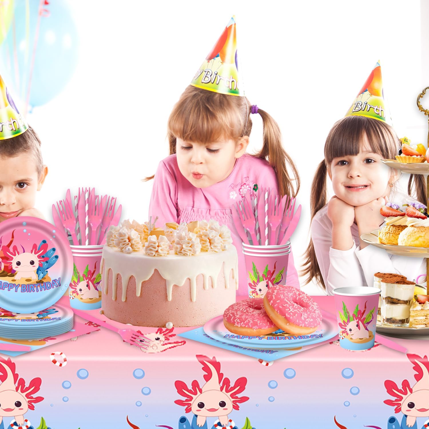 HB DOT 141Pcs Axolotl Theme Party Supplies Set