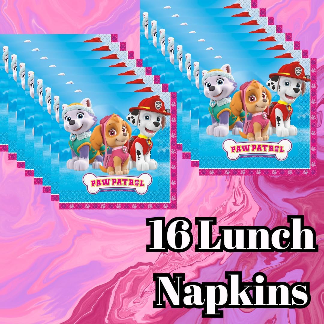 Unique Skye Paw Patrol Party Set with 16 Plates and Napkins