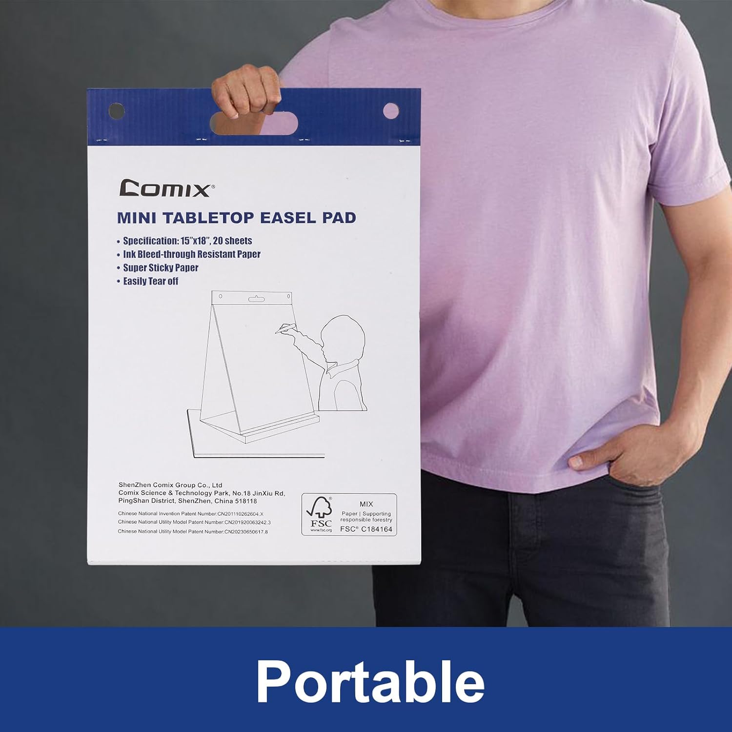 Comix Sticky Portable Tabletop Easel Pads 15x18 Inches